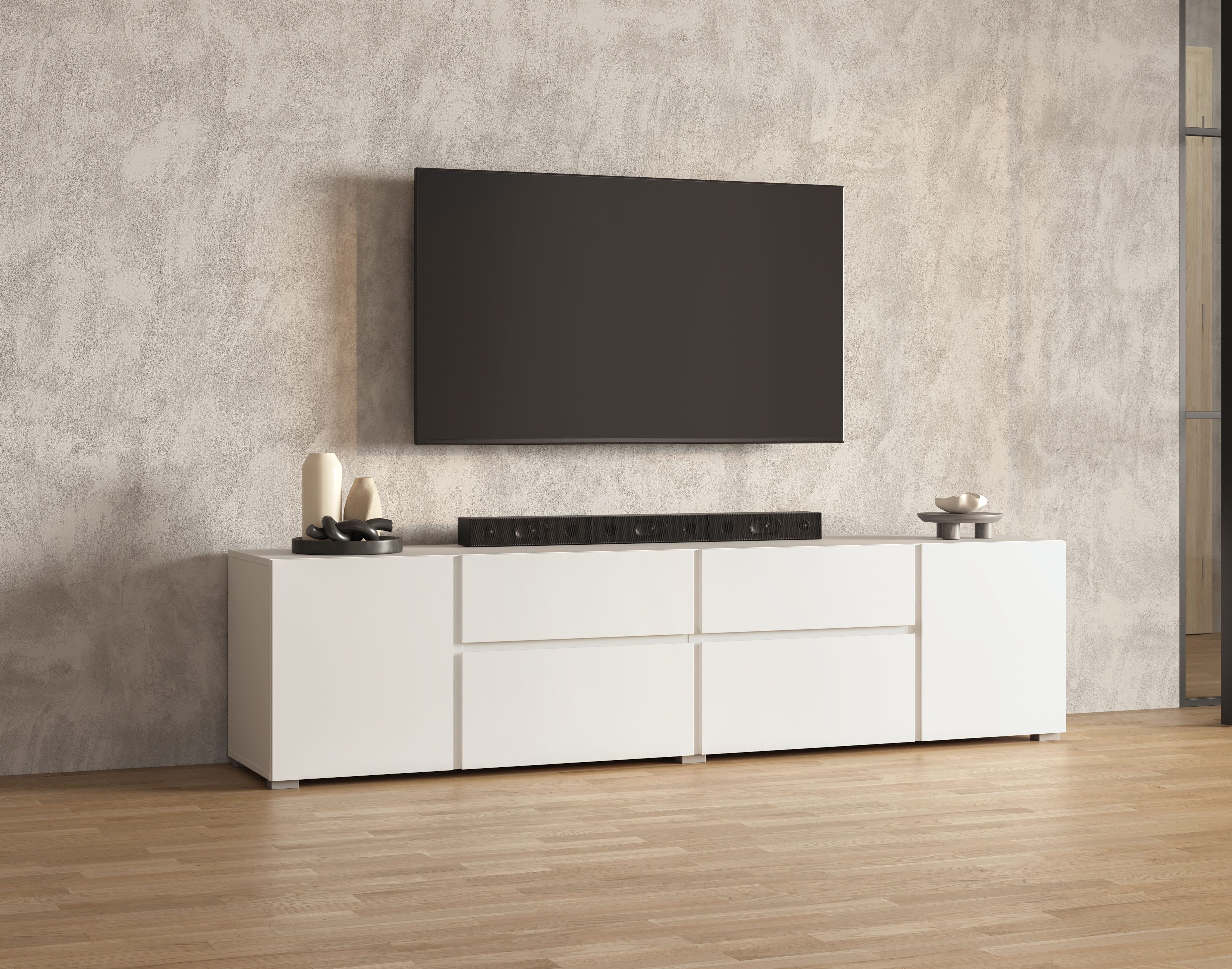 INOSIGN Lowboard Metric,Breite 195cm, grifflose Lowboard 2Klappen/2Schubkäs günstig online kaufen