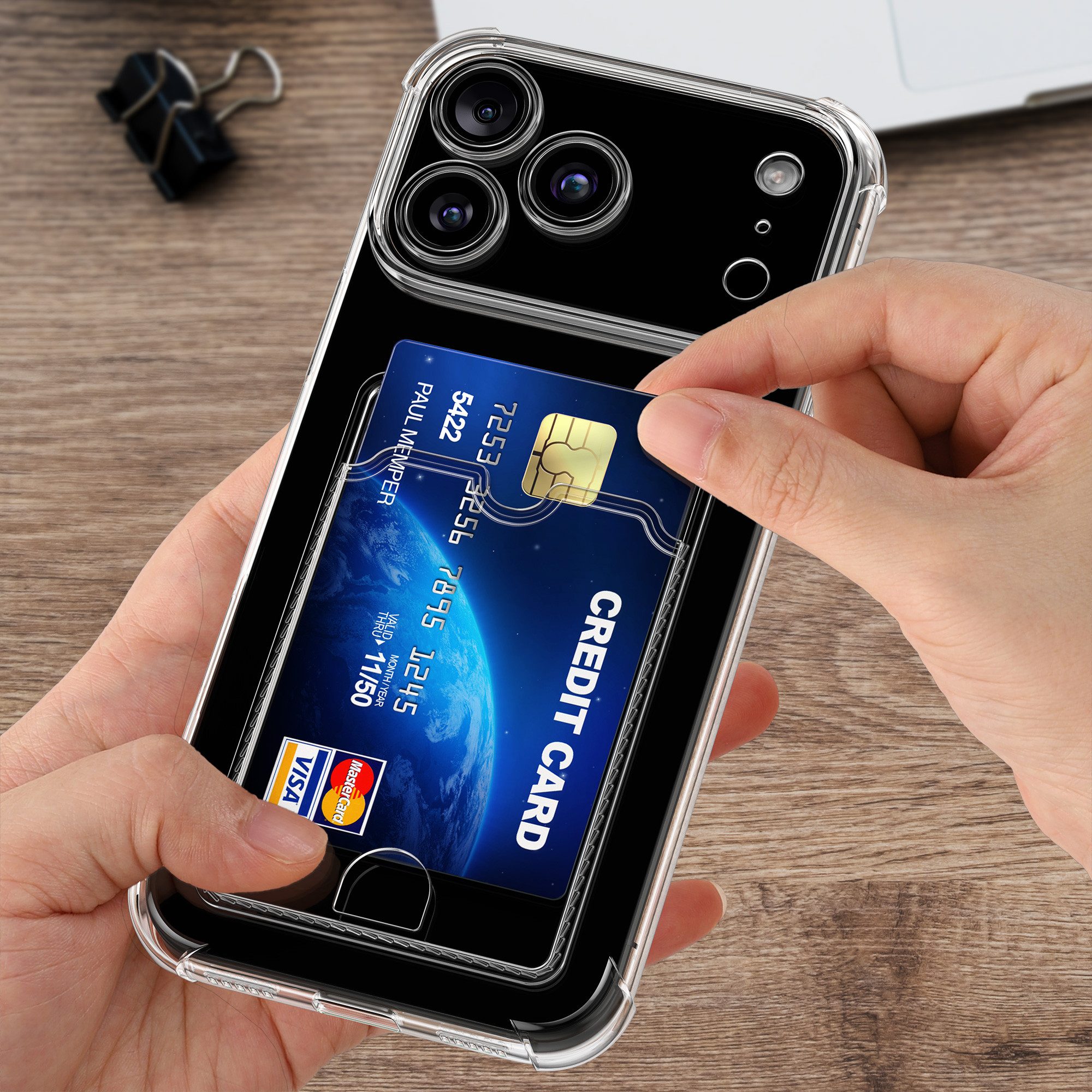 kwmobile Smartphone-Hülle Hülle mit Kartenfach für Apple iPhone 18 Pro Max / iPhone 17 Pro Max, Handyhülle iPhone 18 Pro Max / iPhone 17 Pro Max mit Kartenfach  – Bild 5 von 5