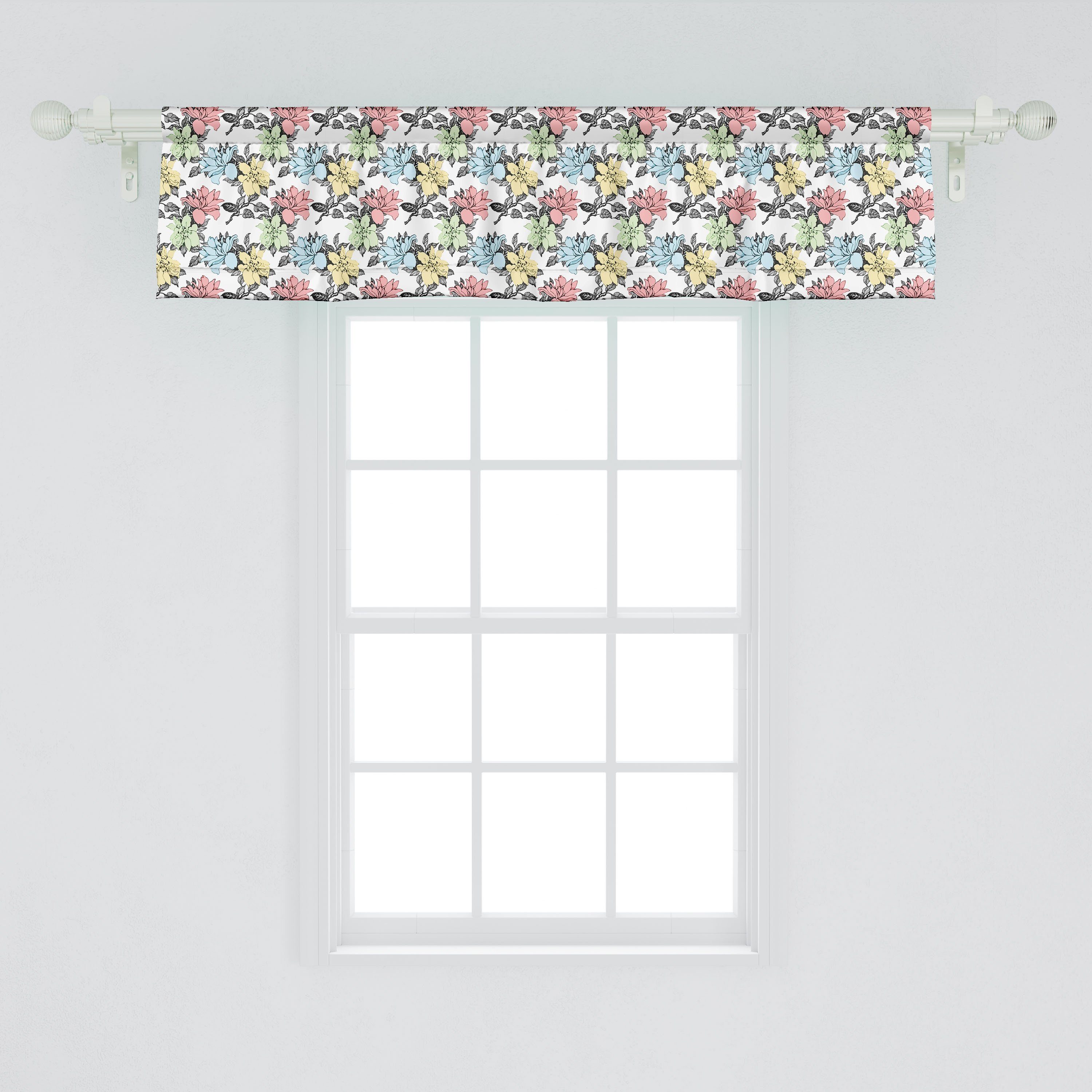 Microfaser, Volant Spring Botanical Küche Blumen Abakuhaus, Schlafzimmer Dekor mit Colorful Scheibengardine Stangentasche, für Vorhang
