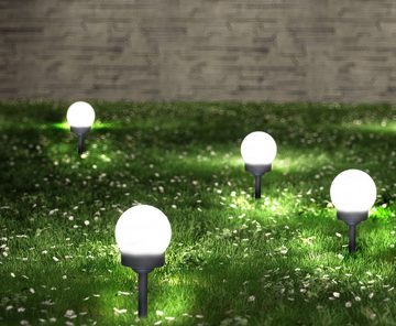 my home LED Gartenleuchte Ground Spikes, LED fest integriert, Warmweiß, 8er Set, Leuchtdauer geladen ca 8h, Kunststoff, anthrazit, d: 10cm