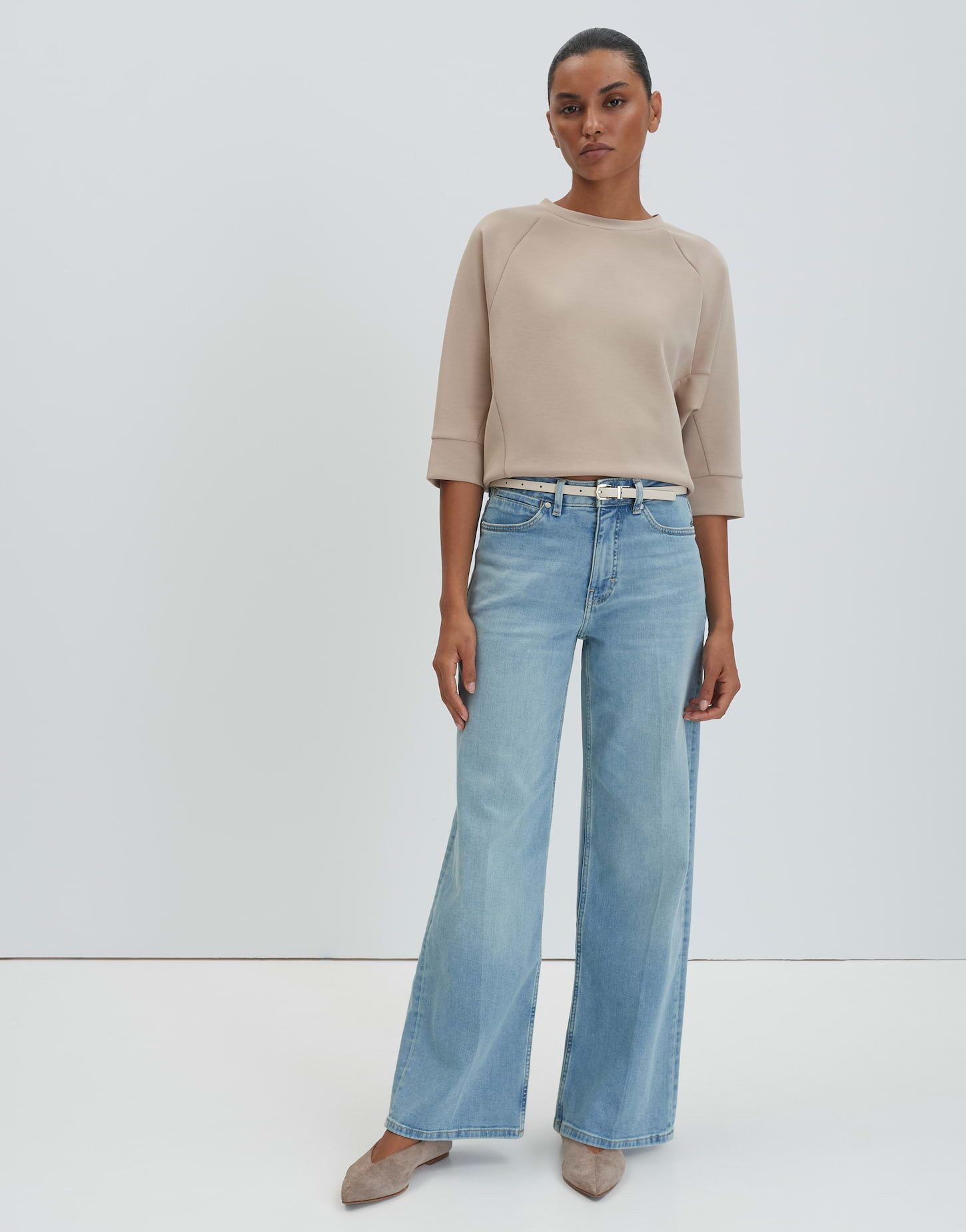 someday Weite Jeans CELLMA ICONIC aus BCI Cotton Mix Mid Rise Mid Rise, Ankle, nach vorne verlaufende Seitennaht