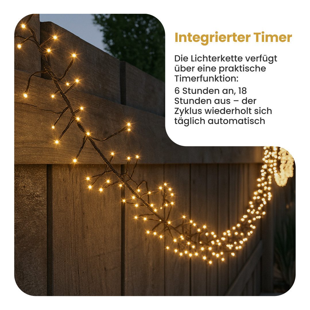 STAR TRADING LED Dekolicht LED Lichterkette Akku, LED Lichterkette Akku 160 LEDs Warmweiß 11,2 m Schwarz – Bild 5 von 5