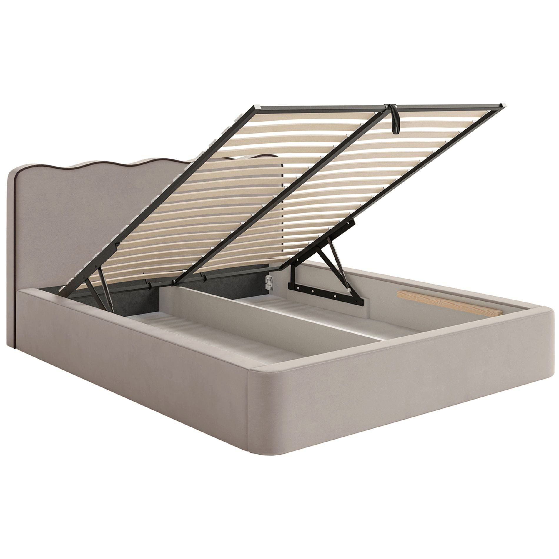 Selsey Polsterbett DUNEY, Polsterbett Samt/Strukturstoff, geschwungenes Kopfteil 140–180x200