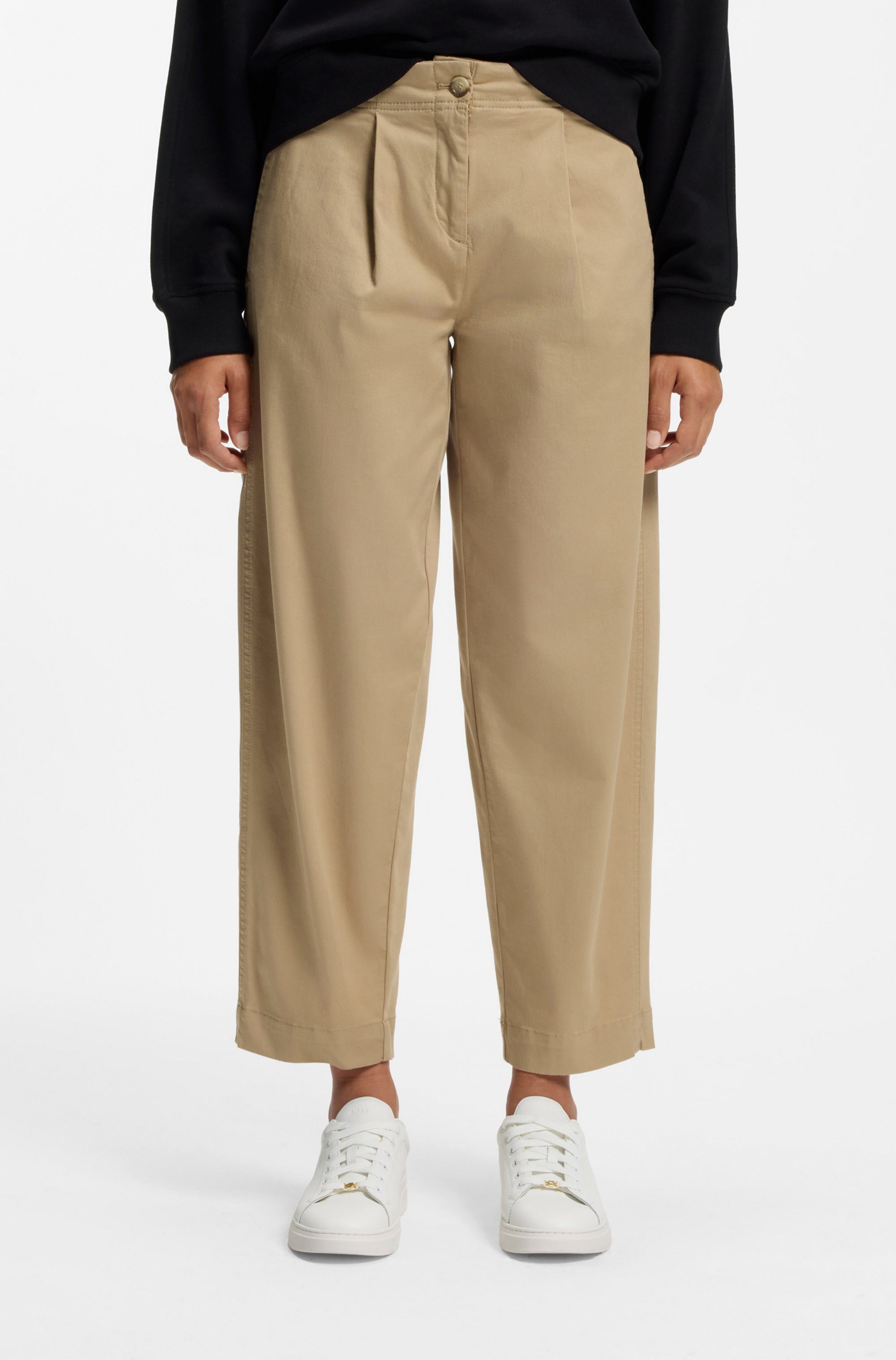 BOSS ORANGE Chinohose Taquina Premium Damenmode in lockerer Passform, Barrel Fit
