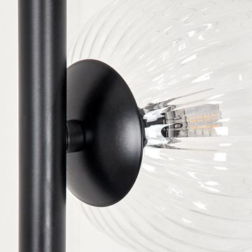 hofstein Stehlampe Stehlampe aus Metall/Riffelglas in Schwarz/Klar, ohne Leuchtmittel, Leuchte mit Glasschirmen(10cm, 12cm),Schalter,6xG9, ohne Leuchtmittel