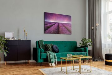 Sinus Art Leinwandbild 120x80cm Wandbild auf Leinwand Lavendelfeld Lavendel Lila Violett Hori, (1 St)