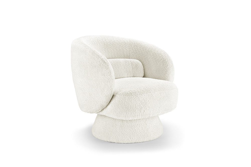riess-ambiente Drehsessel BOSSA NOVA weiß - Bouclé, Rundumbezug, 360° drehbar, fertig montiert (Einzelartikel, 1-St), Retro Sitz im Scandinavian Design - ideal  – Bild 4 von 5