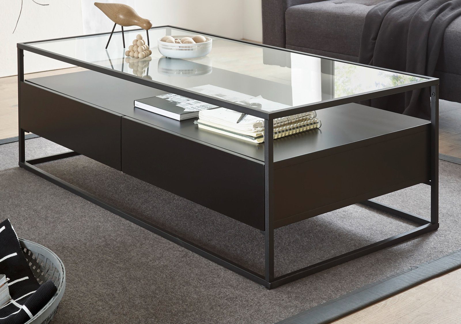 MCA furniture Couchtisch »Evora« (120 cm), schwarz Lack, mit Schubladen,  Soft-Close online kaufen | OTTO