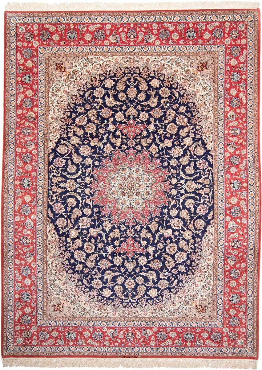 Orientteppich Isfahan Seidenkette 254x345 Handgeknüpfter Orientteppich, Nain Trading, rechteckig, Höhe: 6 mm
