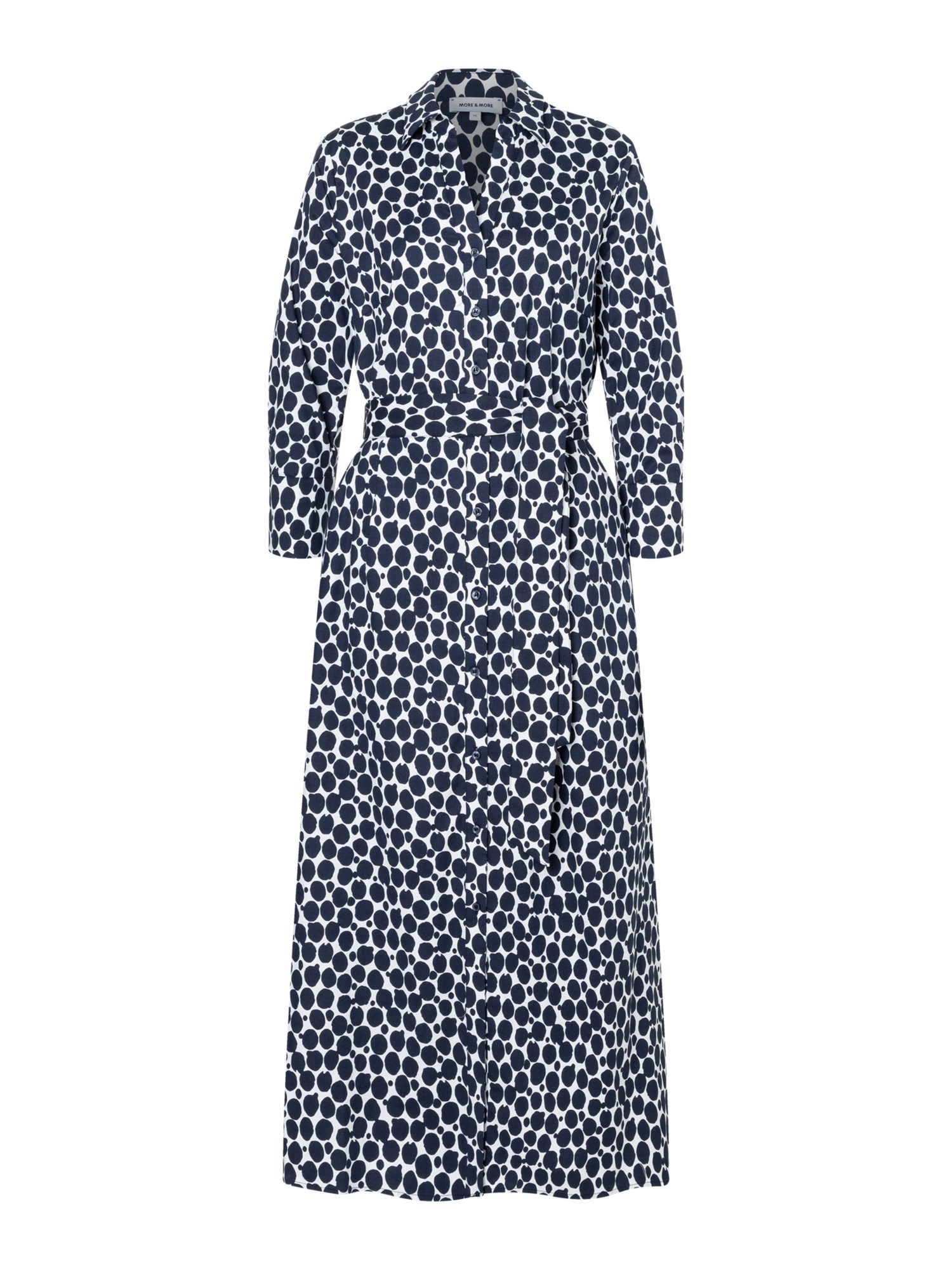 MORE&MORE Blusenkleid langes Hemdblusenkleid mit Tupfenprint