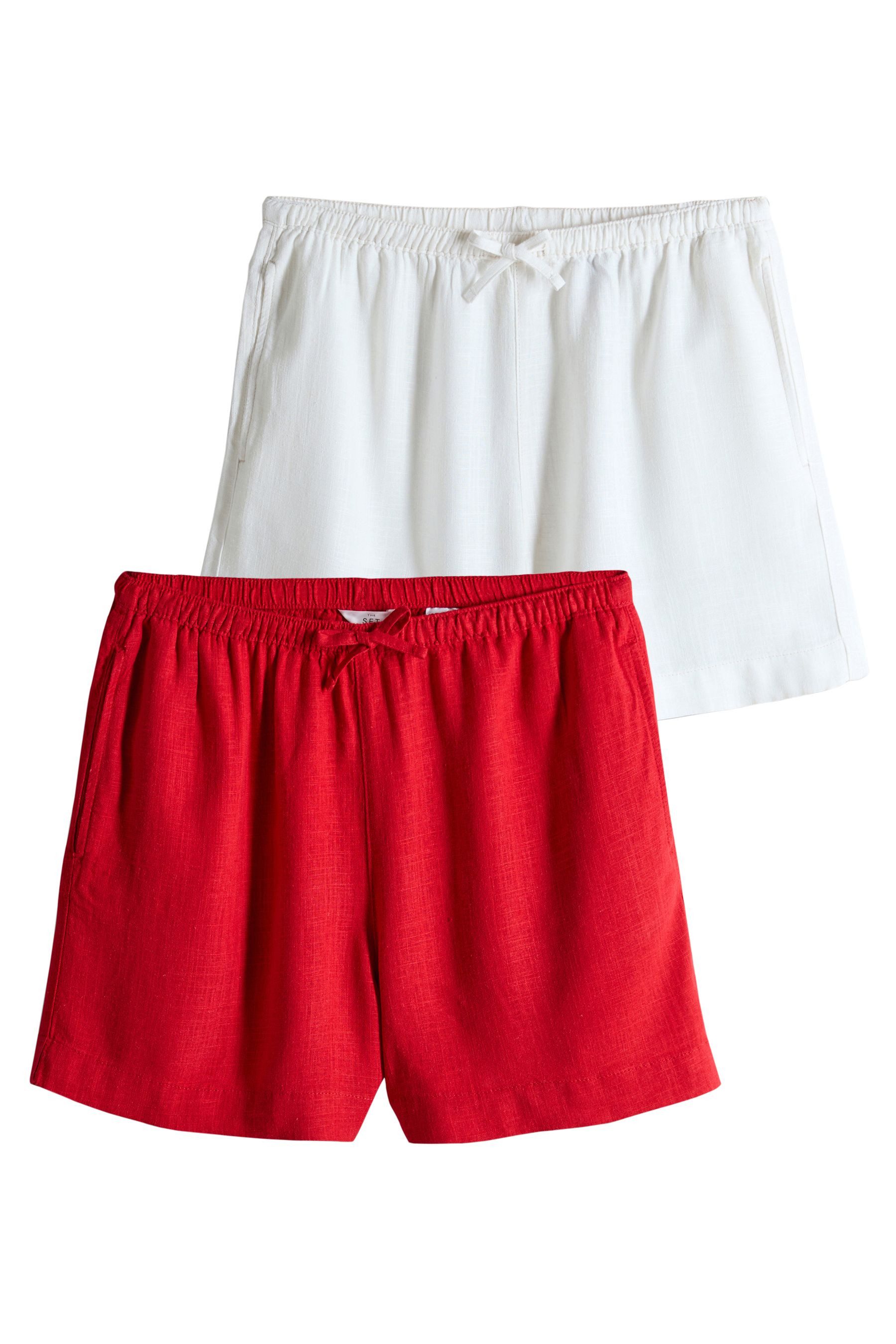 The Set Шорты The Set Schlupfshorts mit Leinenanteil, 2er-Pack (2-tlg)