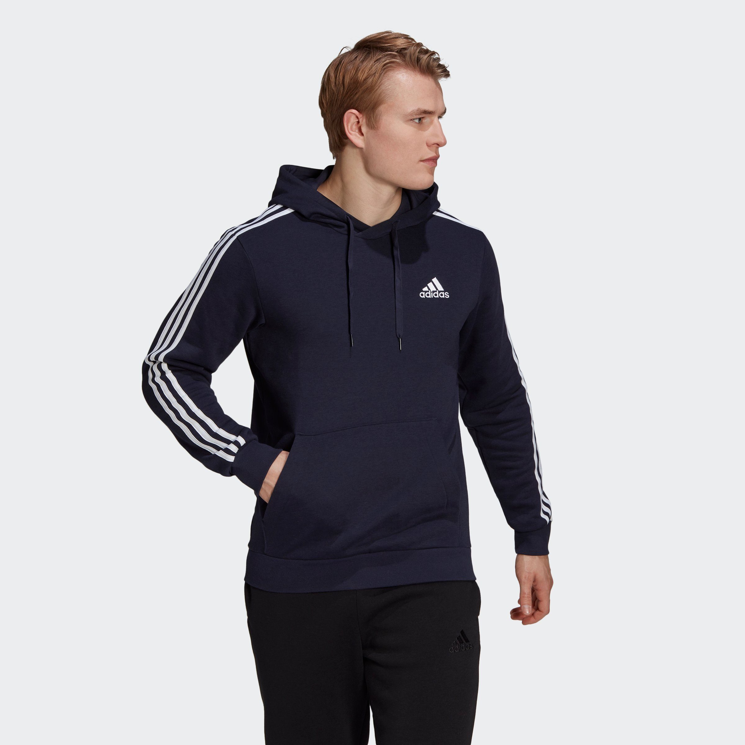 Ink ESSENTIALS adidas Sweatshirt 3STREIFEN FLEECE Legend HOODIE / Sportswear White