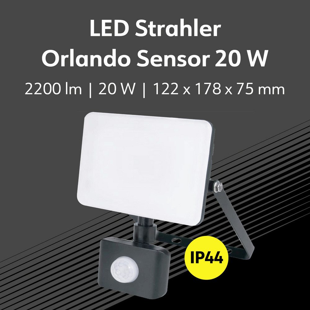 MÜLLER LICHT LED Flutlichtstrahler Müller-Licht Orlando 21600072 LED-Außenstrahler mit Bewegungsmelder 2