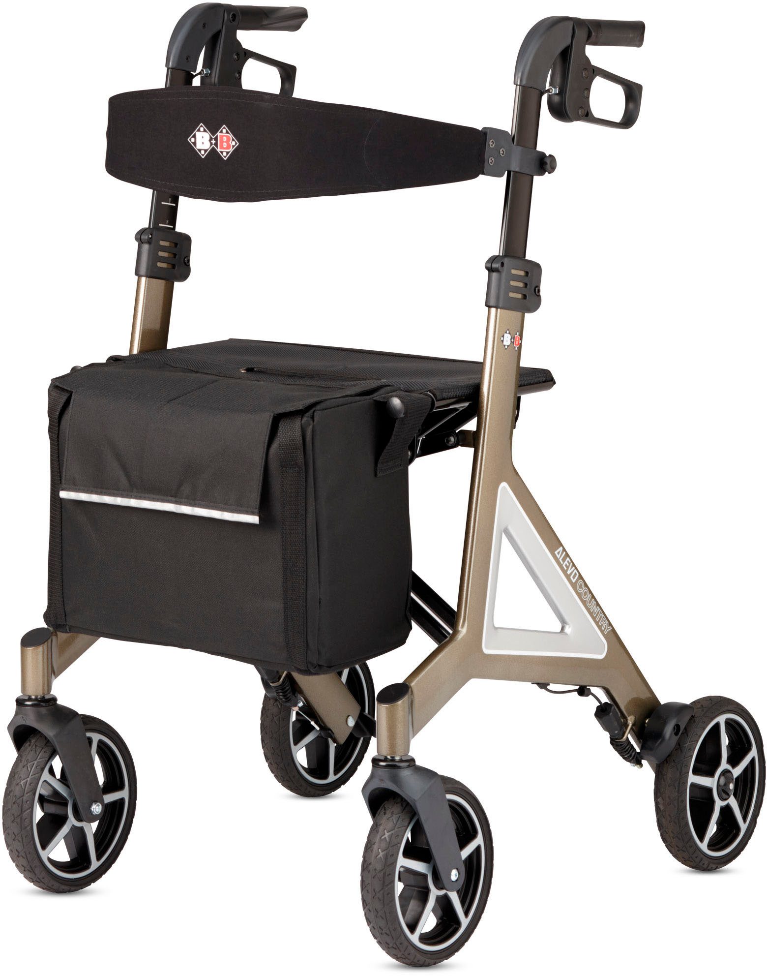 Bischoff & Bischoff Rollator Alevo Country Rollator, faltbar - für innen und außen, mit Profil-Bereifung, Sitzhöhe 51 cm