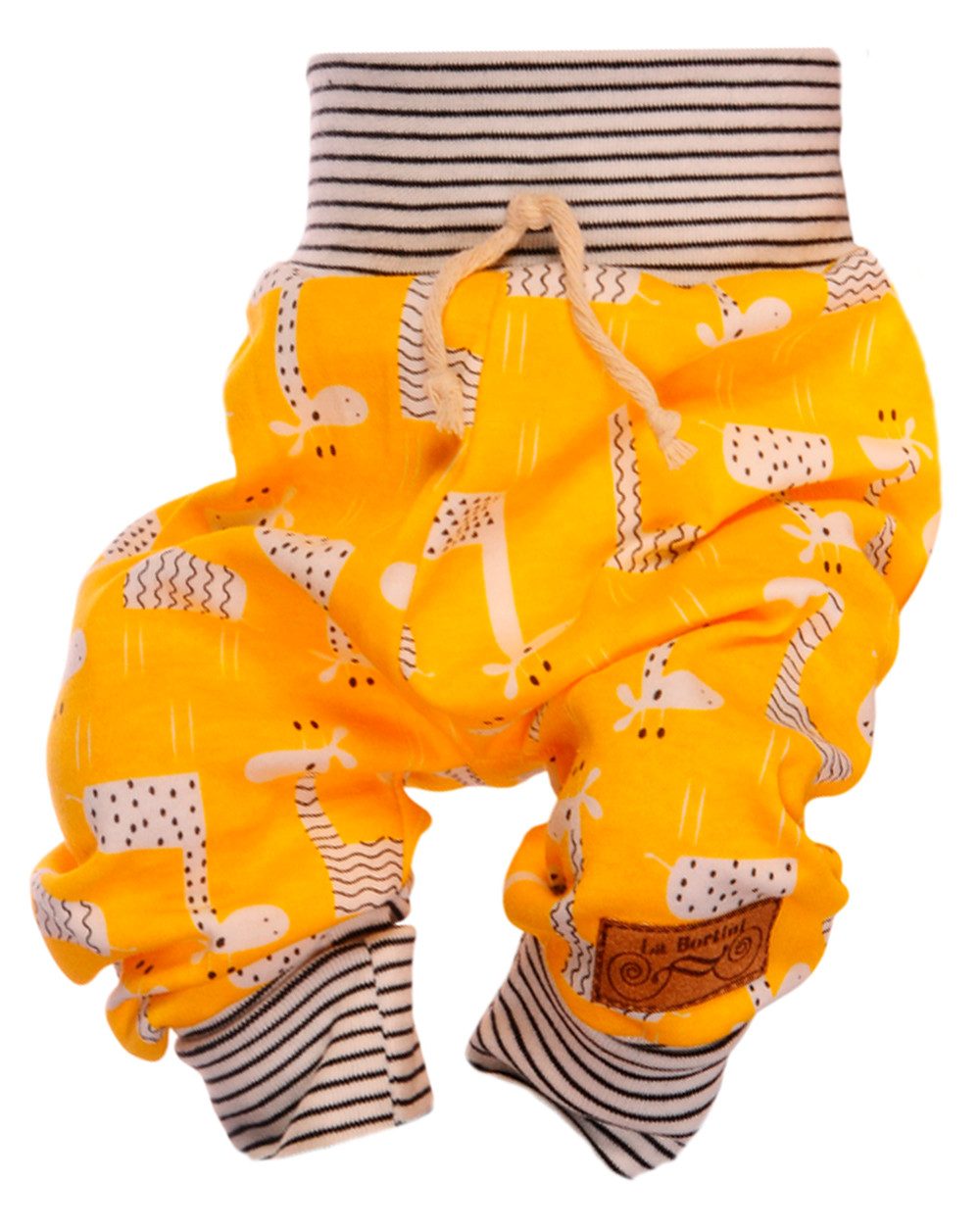 La Bortini Schlupfhose Baby Hose Mitwachshose unisex für Neugeborene Babyhose in Gelb mit Giraffen, neutral, 44 50 56 62 68 74 80 86