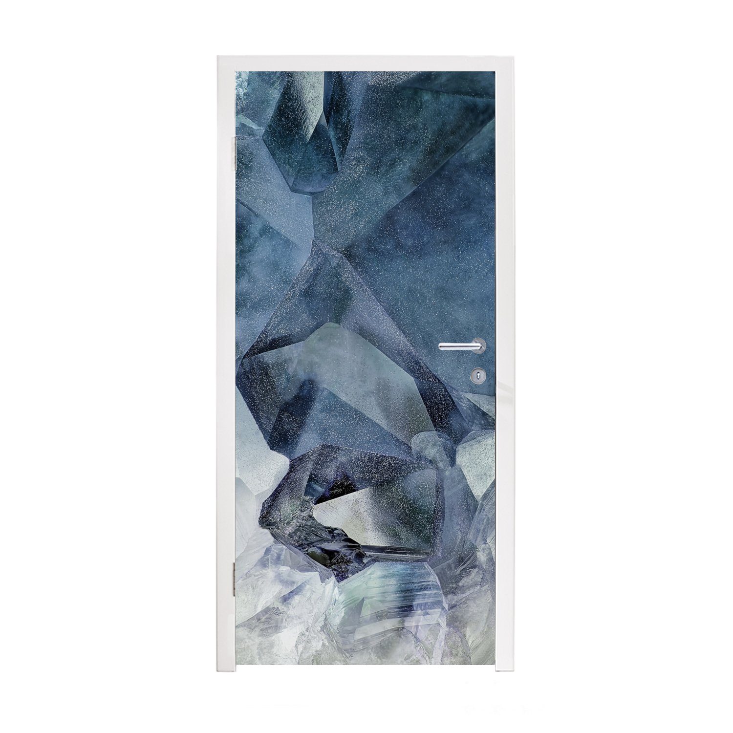 MuchoWow Türtapete Naturstein - Blau - Chic, Matt, bedruckt, (1 St), Fototapete für Tür, Türaufkleber, 75x205 cm