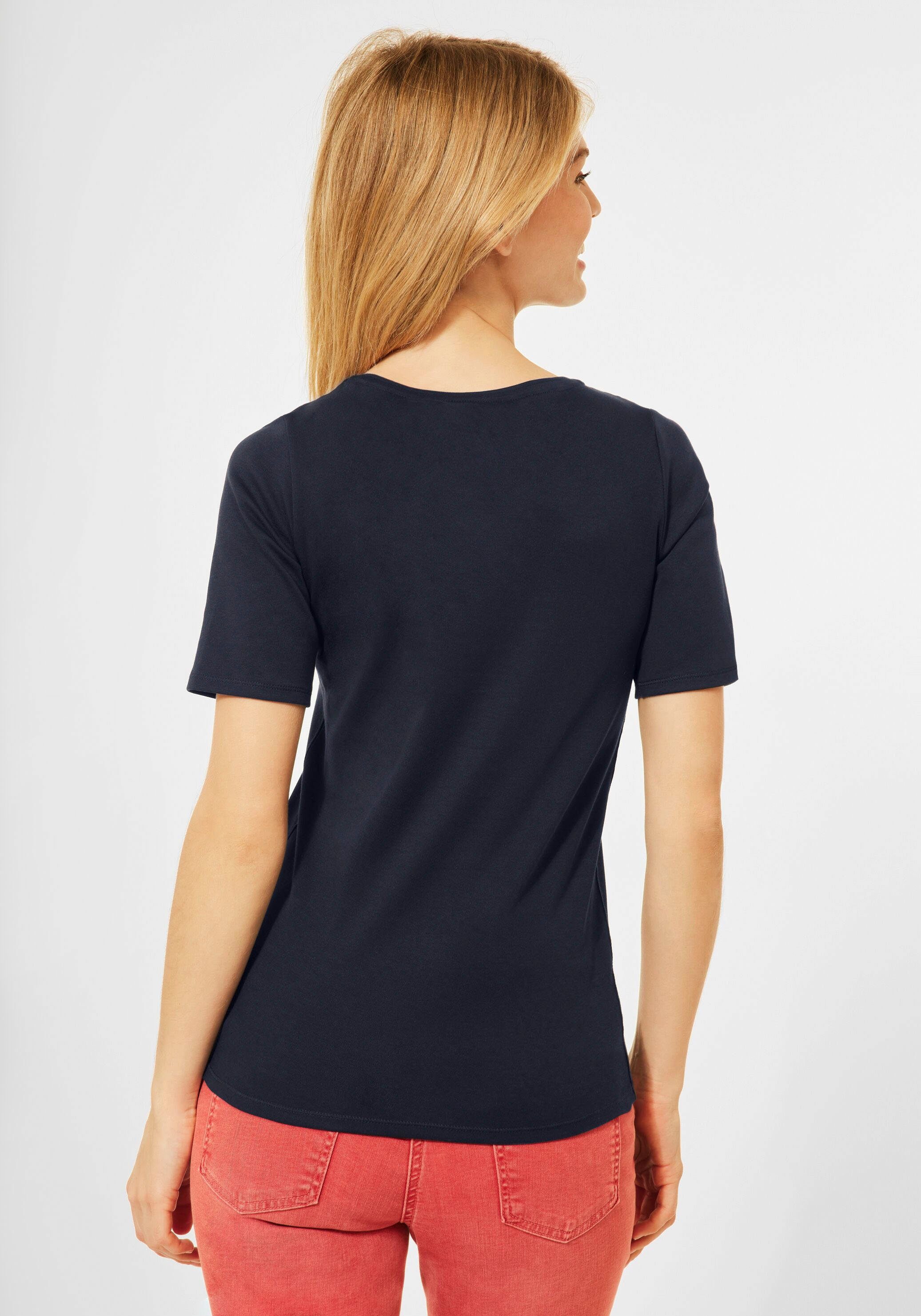 Cecil T-Shirt Style Lena blue Unifarbe in deep