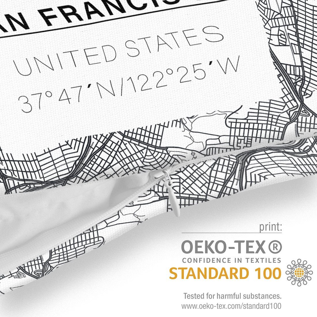 Stadtkarte Roadtrip United Amerika Kissenbezug, VOID Stadtplan USA (1 Stück), States
