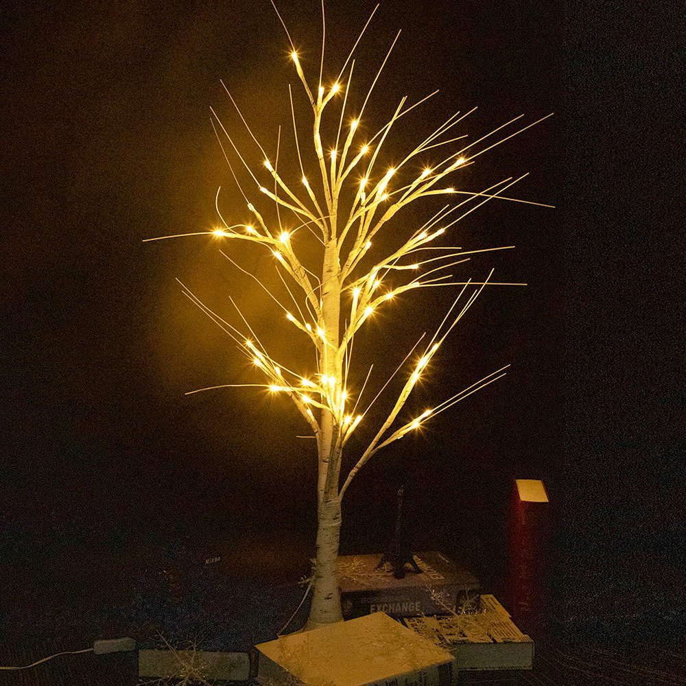 Rosnek LED Baum 90cm, 60LEDs, USB-betrieben, für Party Hochzeit Weihnachten Deko, Warmweiß, mit Ein/Aus-Schalter