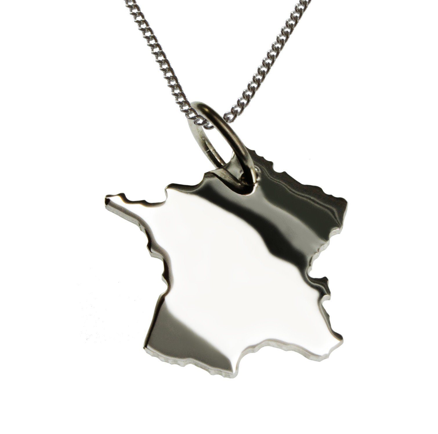 Kette mit Anhänger 50cm Halskette + Frankreich Anhänger in massiv 925 Silber