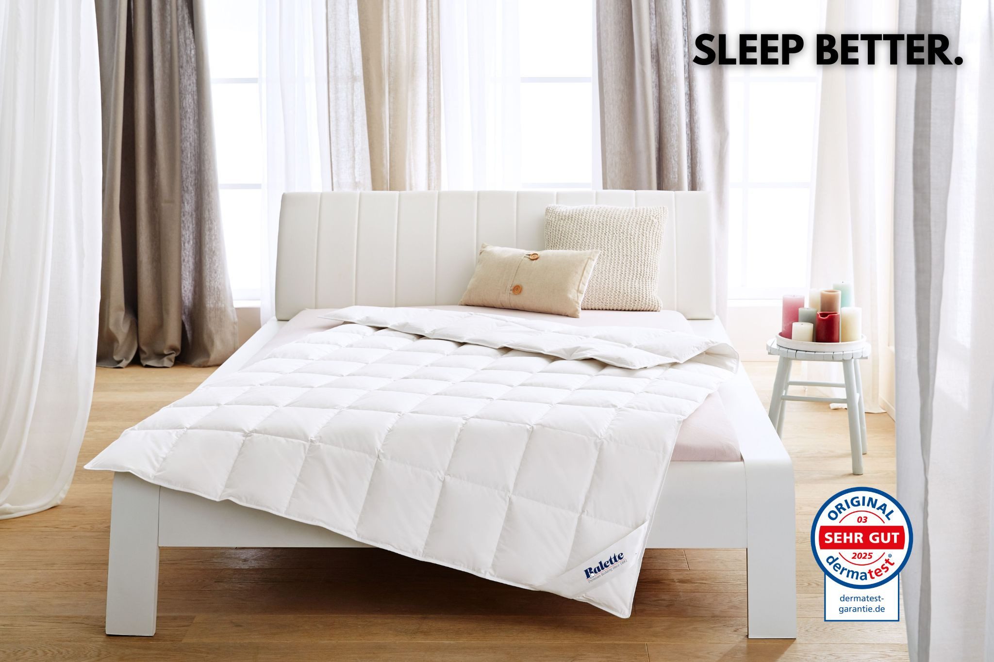 Balette Daunenbettdecke LILLY von Institute Wessling geprüft und ausgezeichnet., Füllung: 60% Daunen, 40% Federn, Bezug: 100% Baumwolle, In 4 Wärmeklassen erhältlich, Wohlfühlkomfort dank Naturfüllung