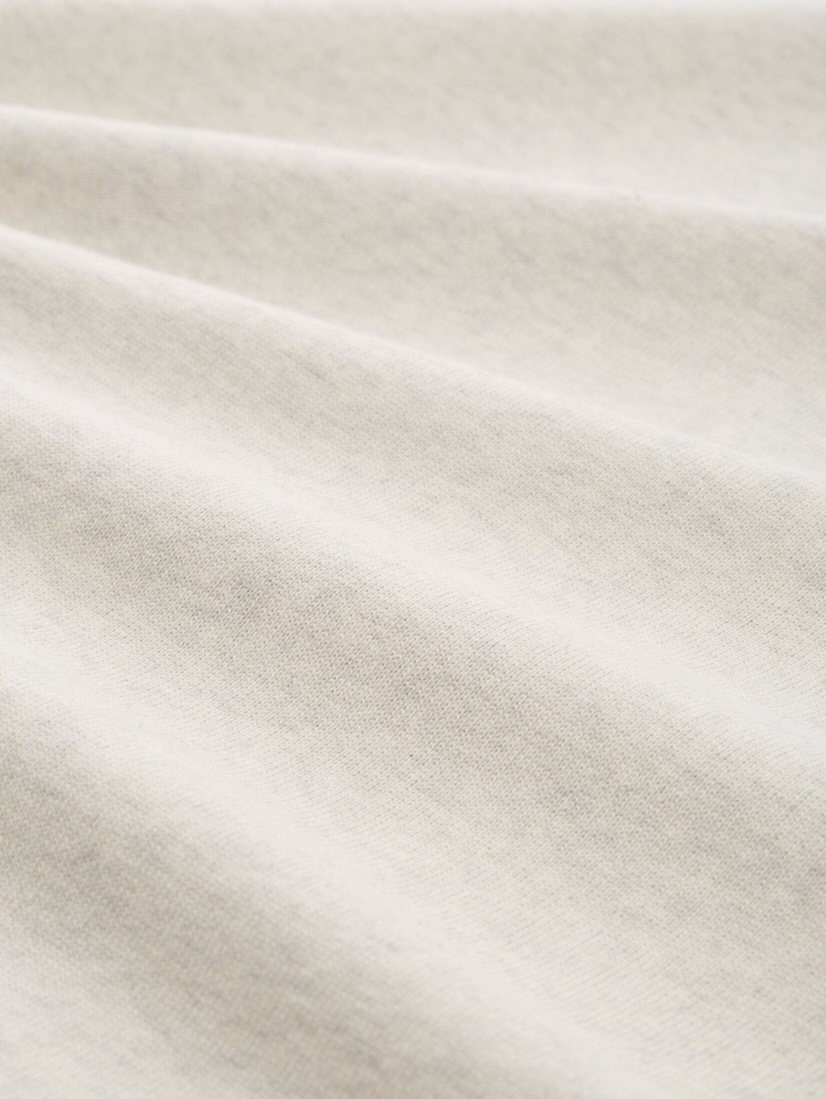 Strickpullover TAILOR - beige PLUS mit Pullover vintage Plus grey Logo-Stickerei TOM melange Basic