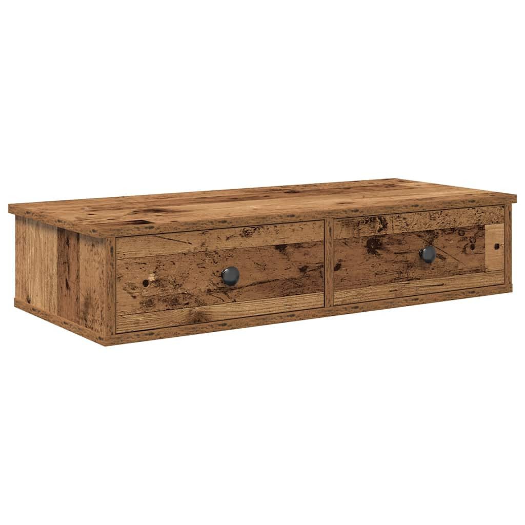 vidaXL Regal Wandregal mit Schubladen Altholz-Optik 80x31x17cm Holzwerkstof günstig online kaufen