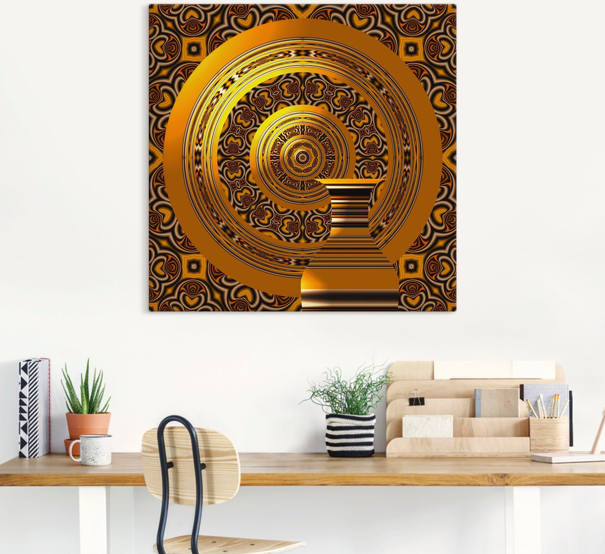 Artland Wandbild »Goldgelber Teller mit Karaffe«, Muster (1 Stück), in vielen Größen & Produktarten - Alubild / Outdoorbild für den Außenbereich, Leinwandbild, Poster, Wandaufkleber / Wandtattoo auch für Badezimmer geeignet-HomeTrends