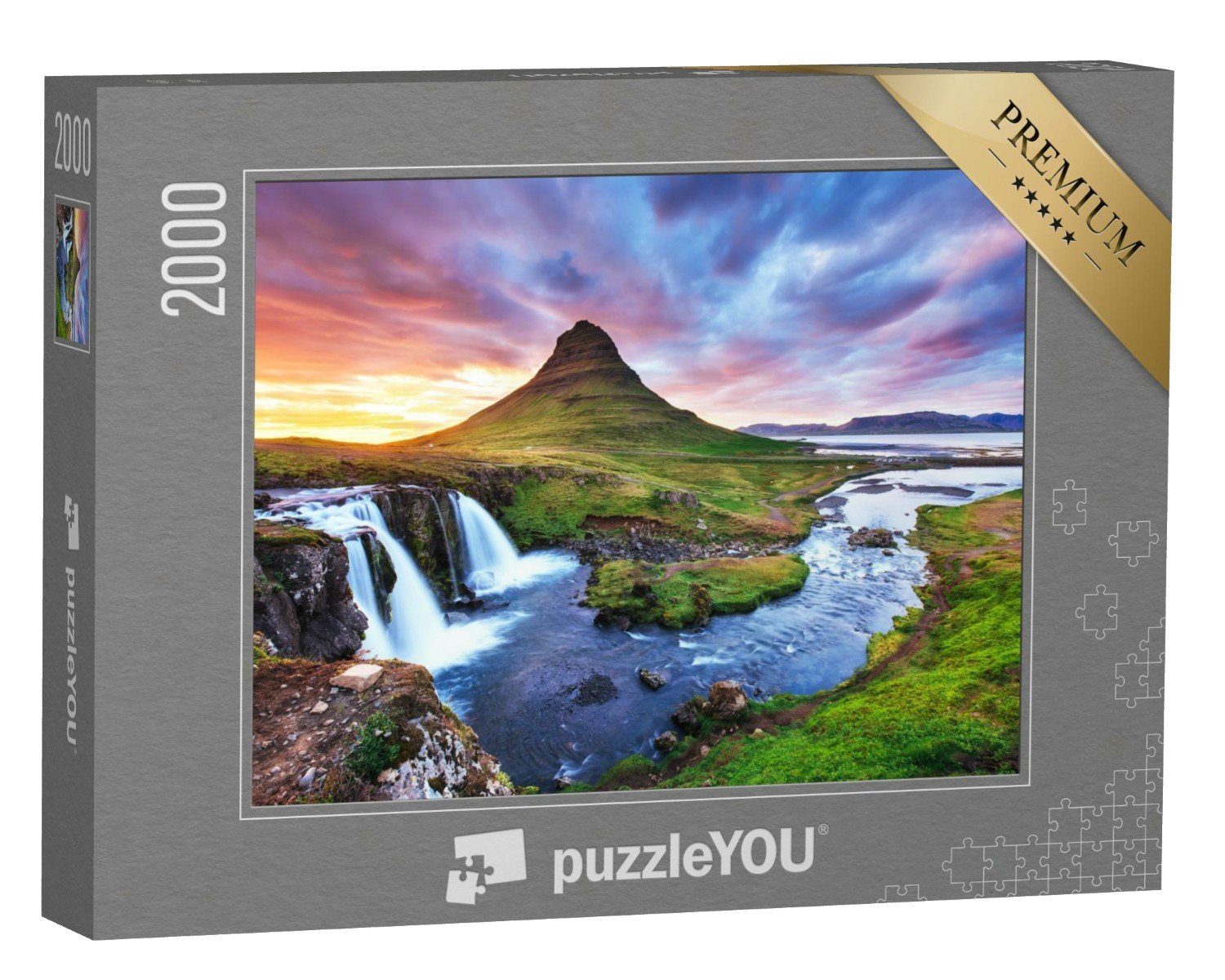 puzzleYOU Puzzle Sonnenuntergang am Berg Kirkjufell, Island, 2000 Puzzleteile, puzzleYOU-Kollektionen Natur, Regionen, 500 Teile, 2000 Teile
