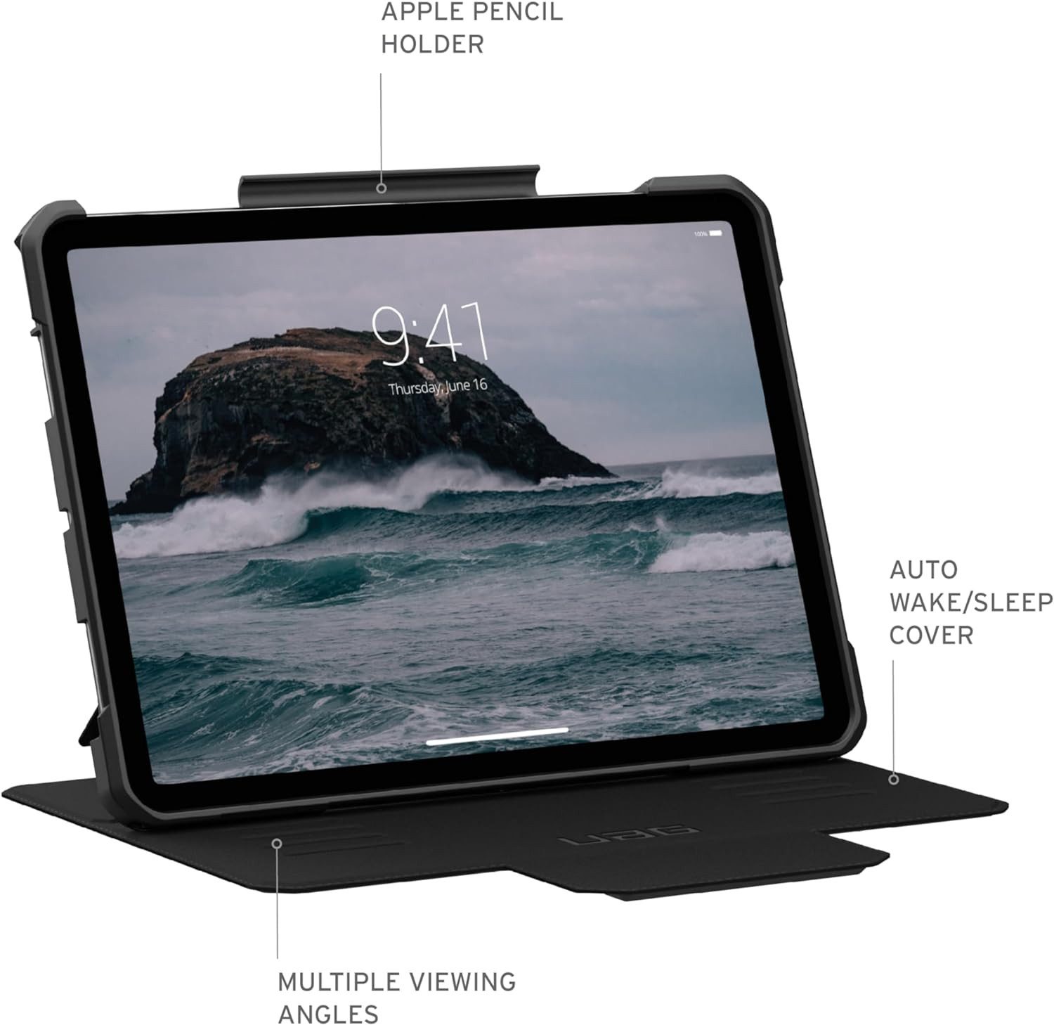 Urban Armor Gear Tablet-Hülle Metropolis SE - iPad Air 11 (M2 / 2024) Hülle, [Wake / Sleep Funktion, Apple Pencil Pro kompatibel]