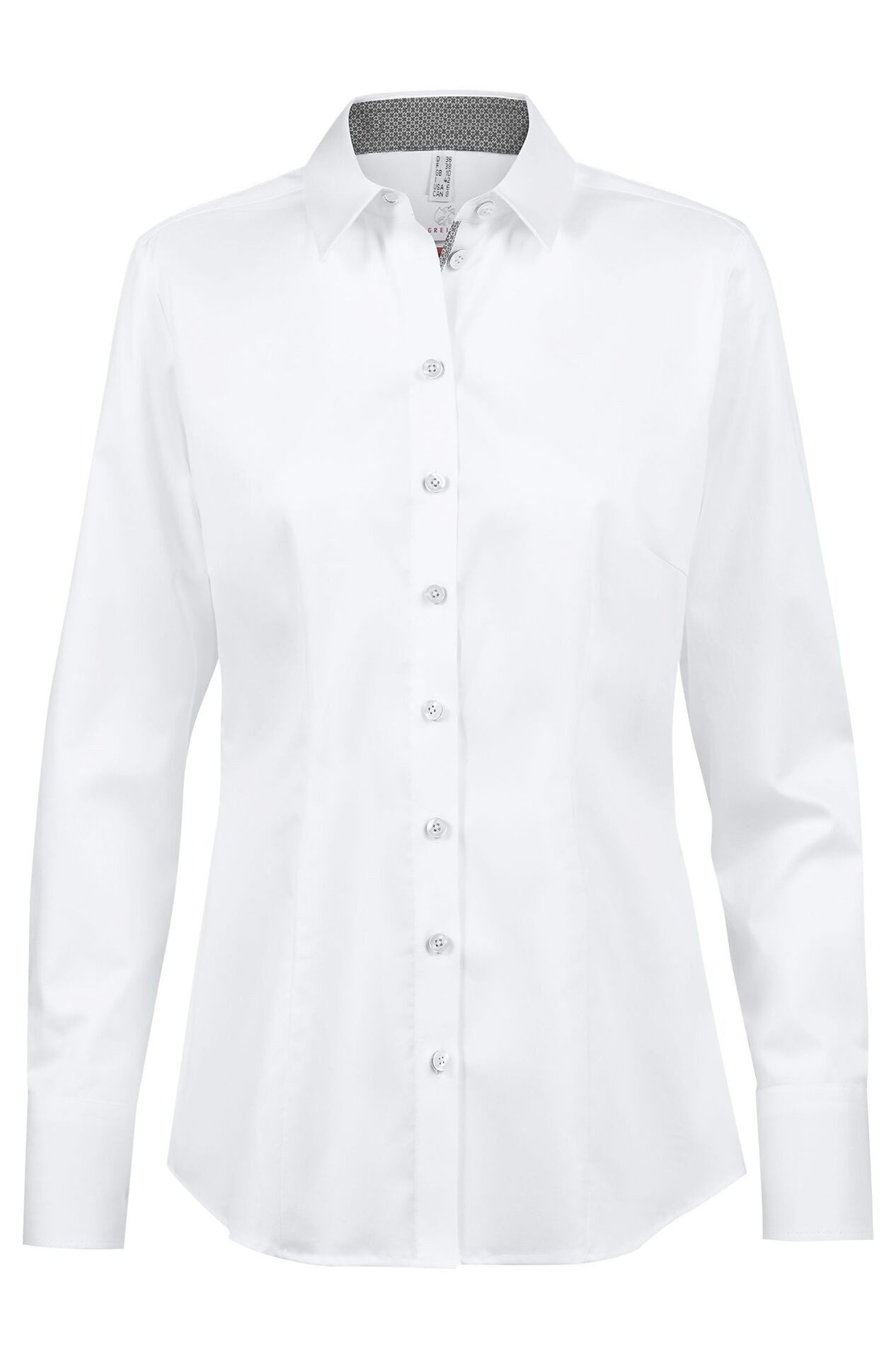 GREIFF Langarmbluse Greiff Essentials PREMIUM Damen Businessbluse Regular Weiß/Grau 32