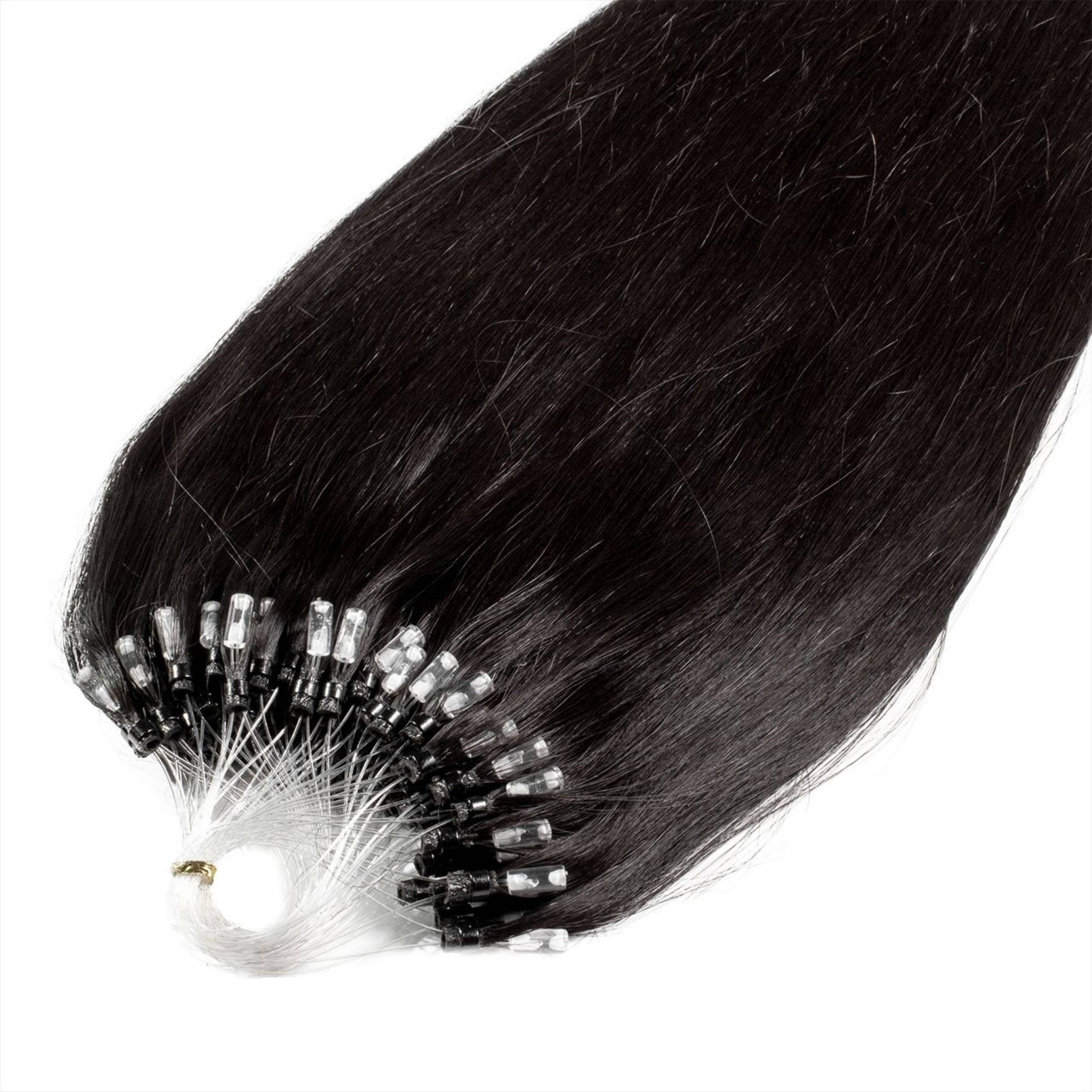 hair2heart Echthaar-Extension Premium Microring Extensions #4/0 Dunkelbraun 50cm