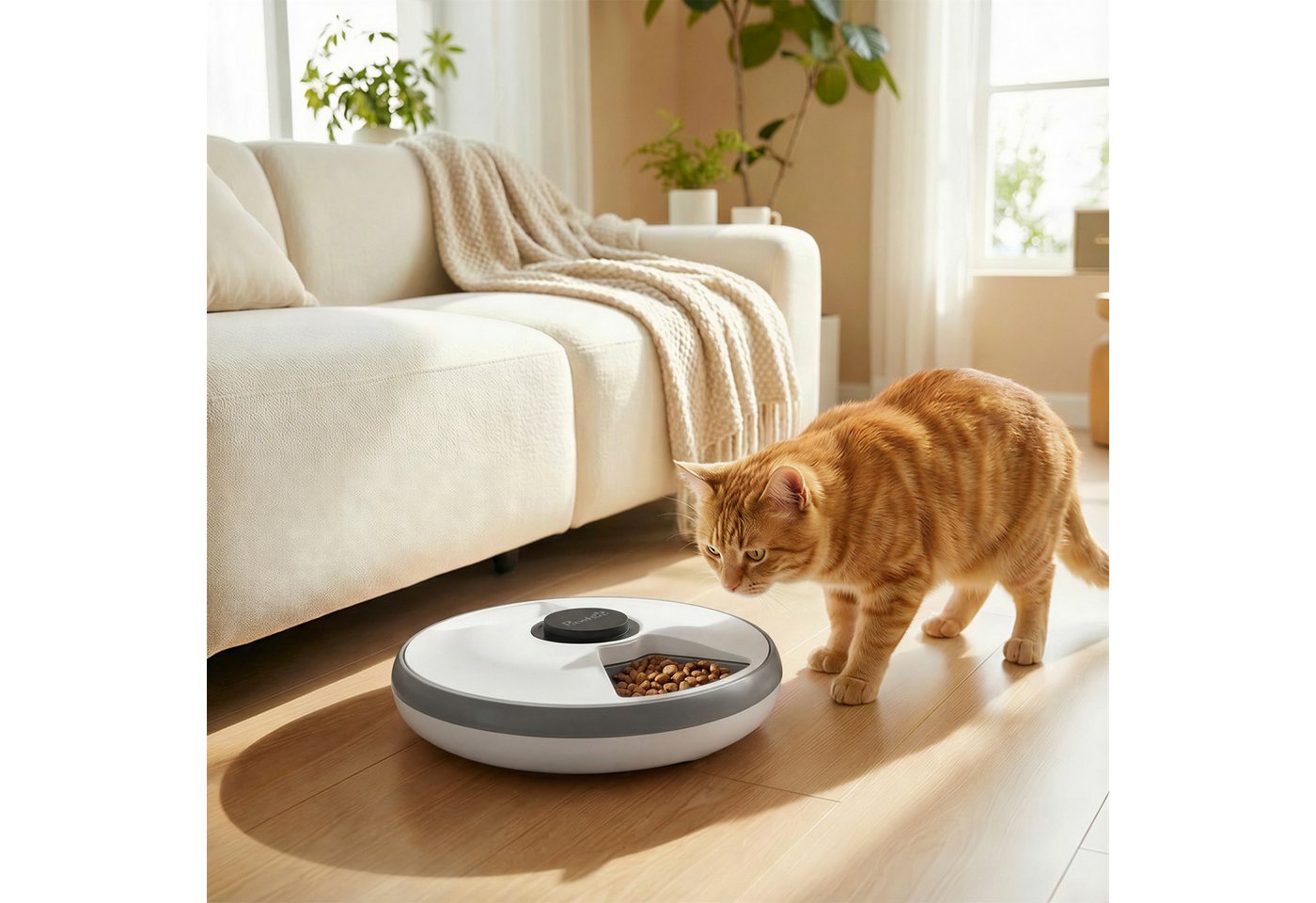 PawHut Katzen-Futterautomat Futterautomat, Futterspender mit LED-Display, Kühlakku, für Katzen Hunde, für Nass- und Trockenfutter Grau
