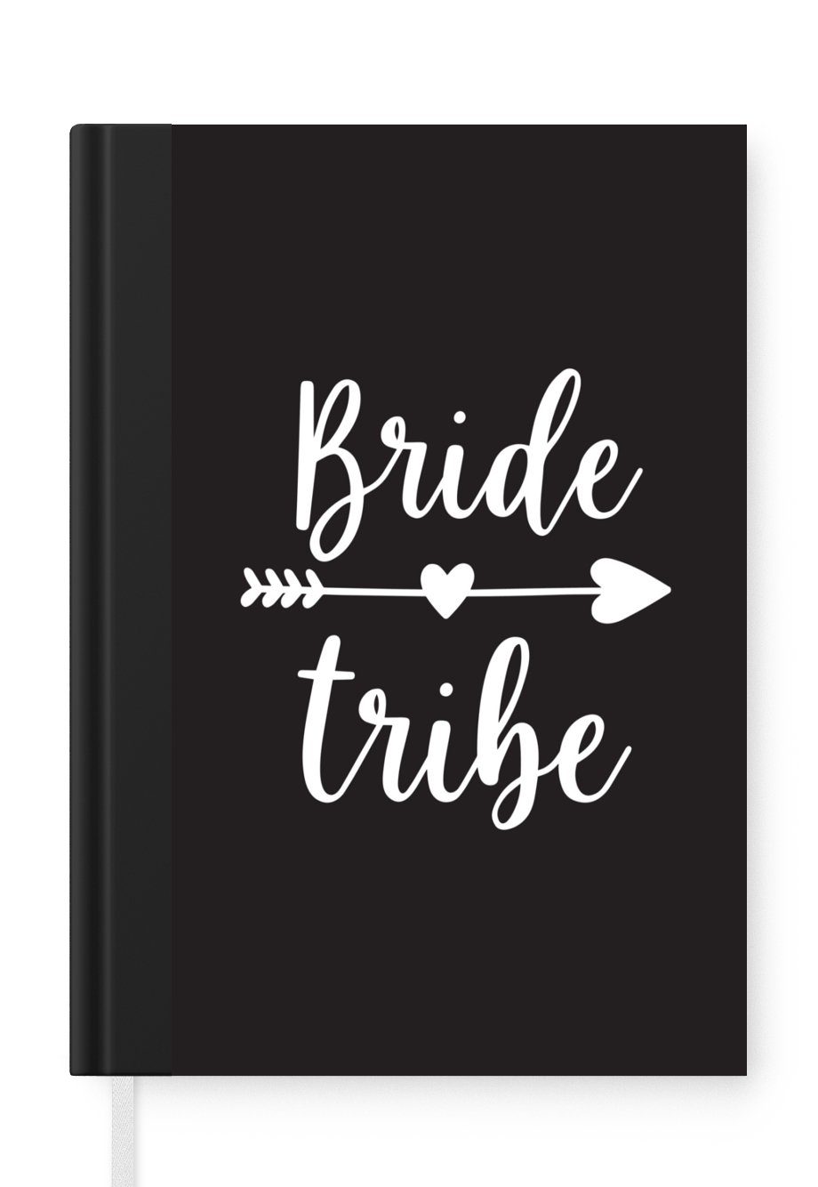 den Pfeil ein MuchoWow A5, "Tribe" "Bride" Journal, Herz auf Worten schwarzem, Tagebuch, Notizbuch mit durch und Notizheft, 98 Merkzettel, Seiten, Haushaltsbuch
