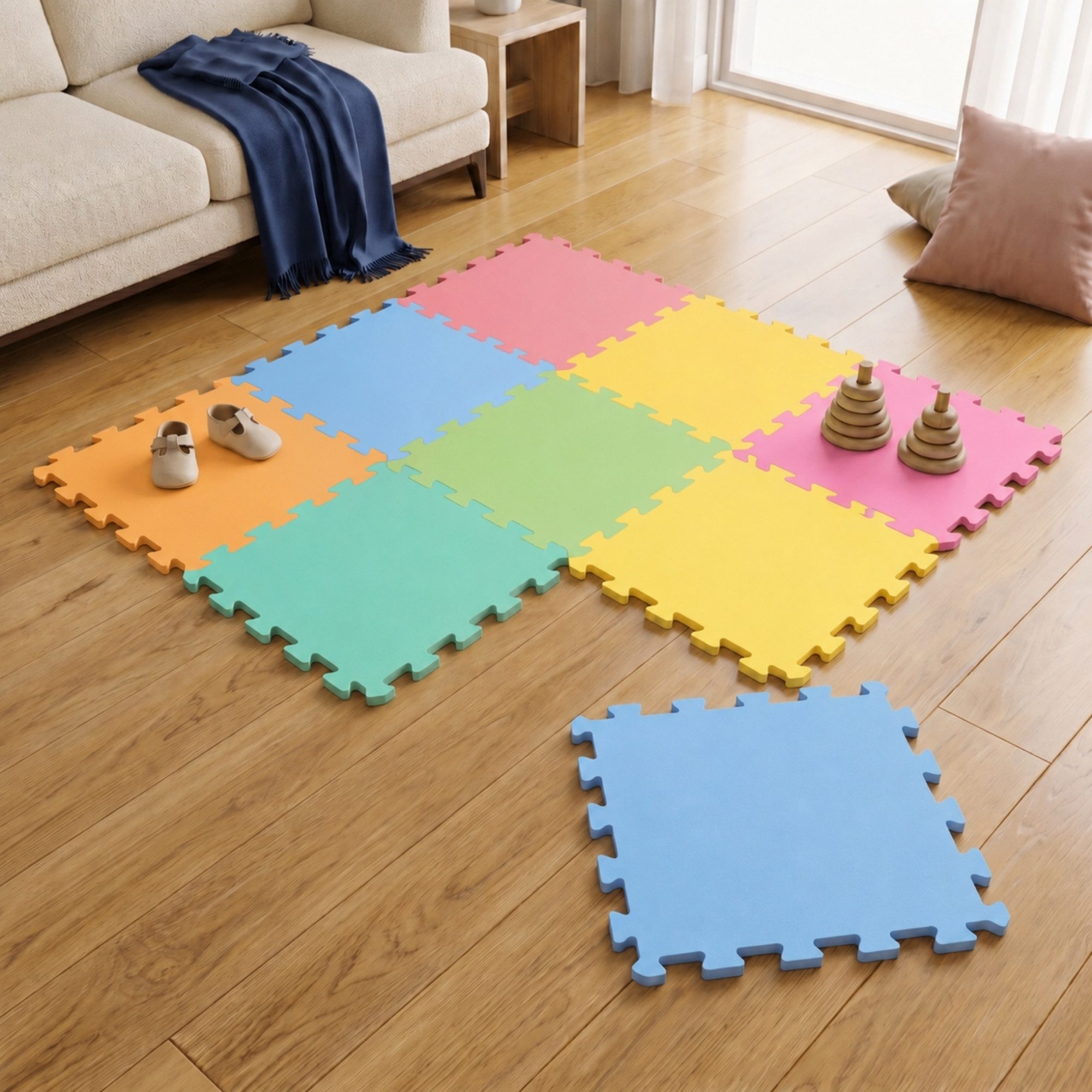 LittleTom Puzzlematte ab dem 1. Tag - 9 Teile Baby Spielmatte - 30 x 30 Kinder Krabbelmatte, (9-tlg), Spielunterlage für Babys und Kleinkinder - Kinderzimmer Puzzleteppich
