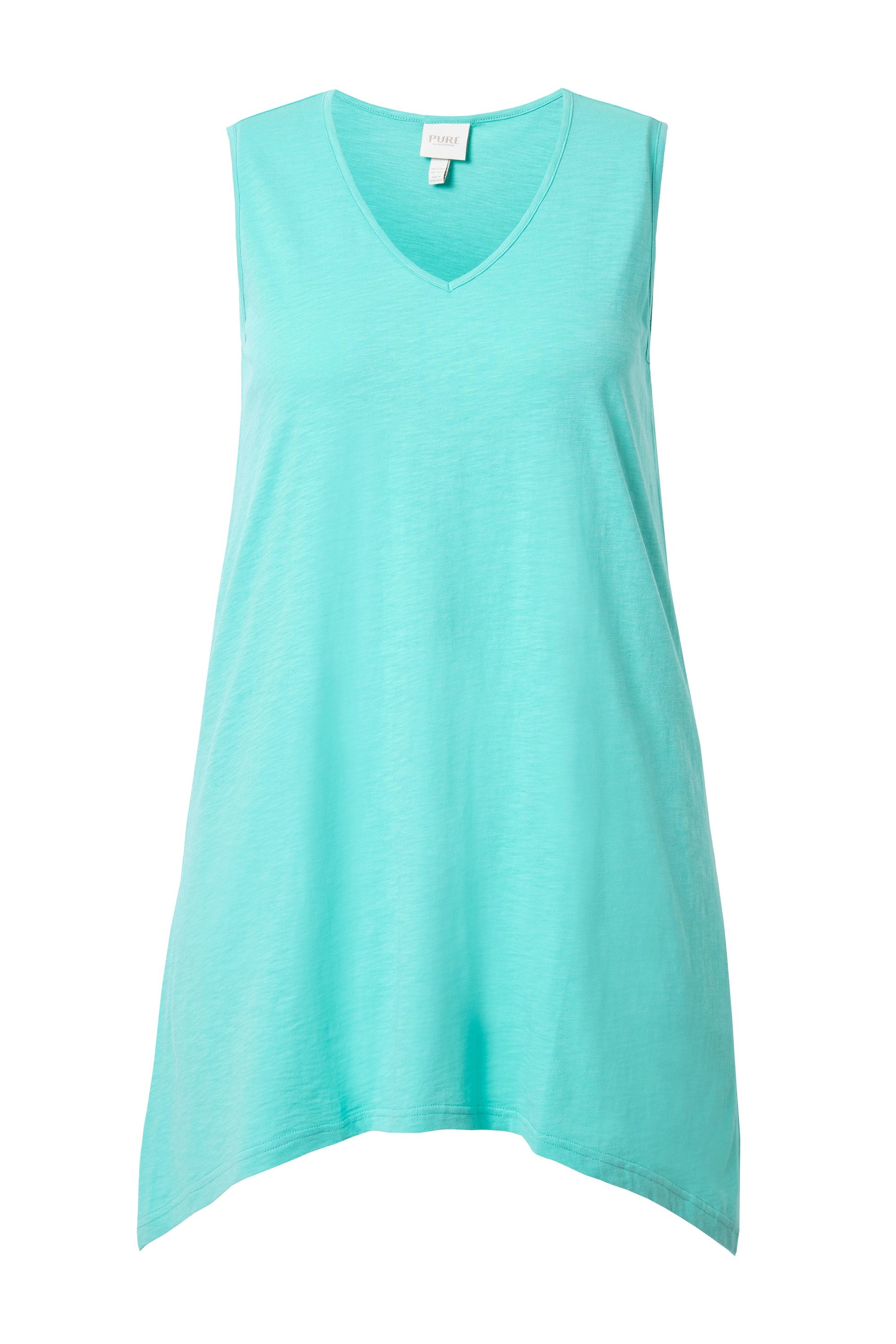 Ulla Popken Longshirt Longtop Zipfelsaum A-Linie V-Ausschnitt günstig online kaufen