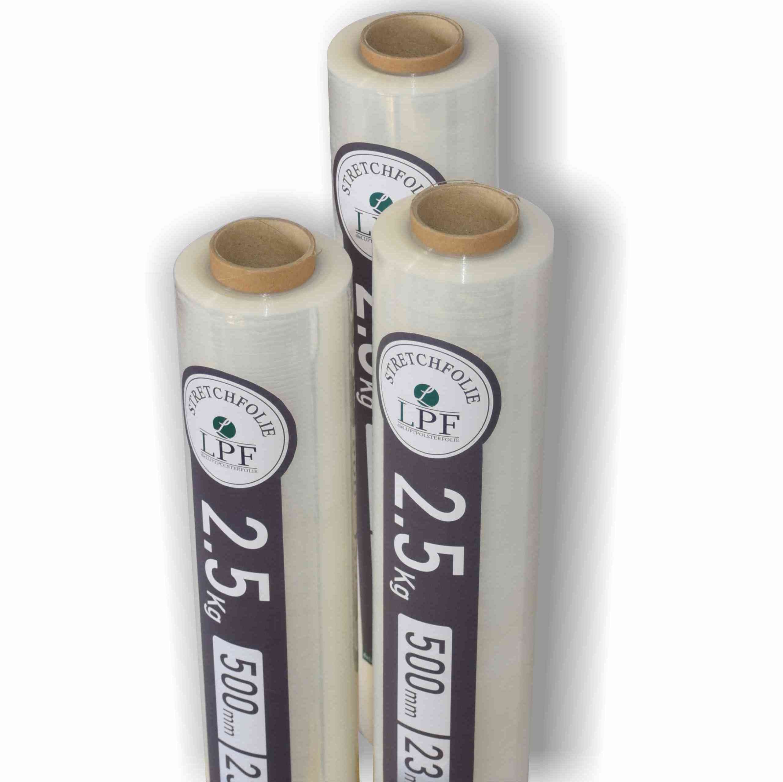 LPF dieLUFTPOLSTERFOLIE Schutzfolie 3x Stretchfolie Wickelfolie transparent 2,5Kg, Breite 500mm