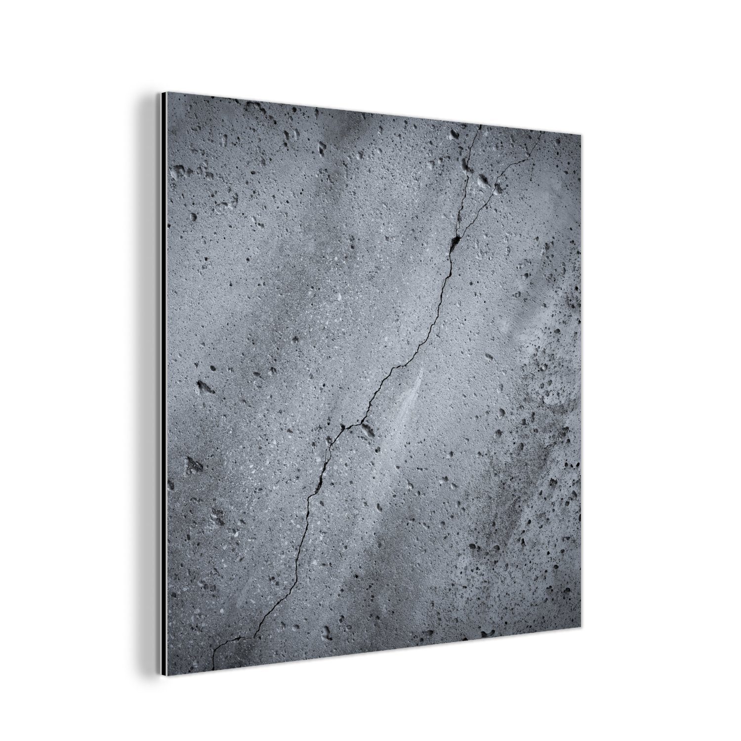 MuchoWow Metallbild Beton - Grau - Riss, (1 St), Alu-Dibond-Druck, Gemälde aus Metall, Aluminium deko