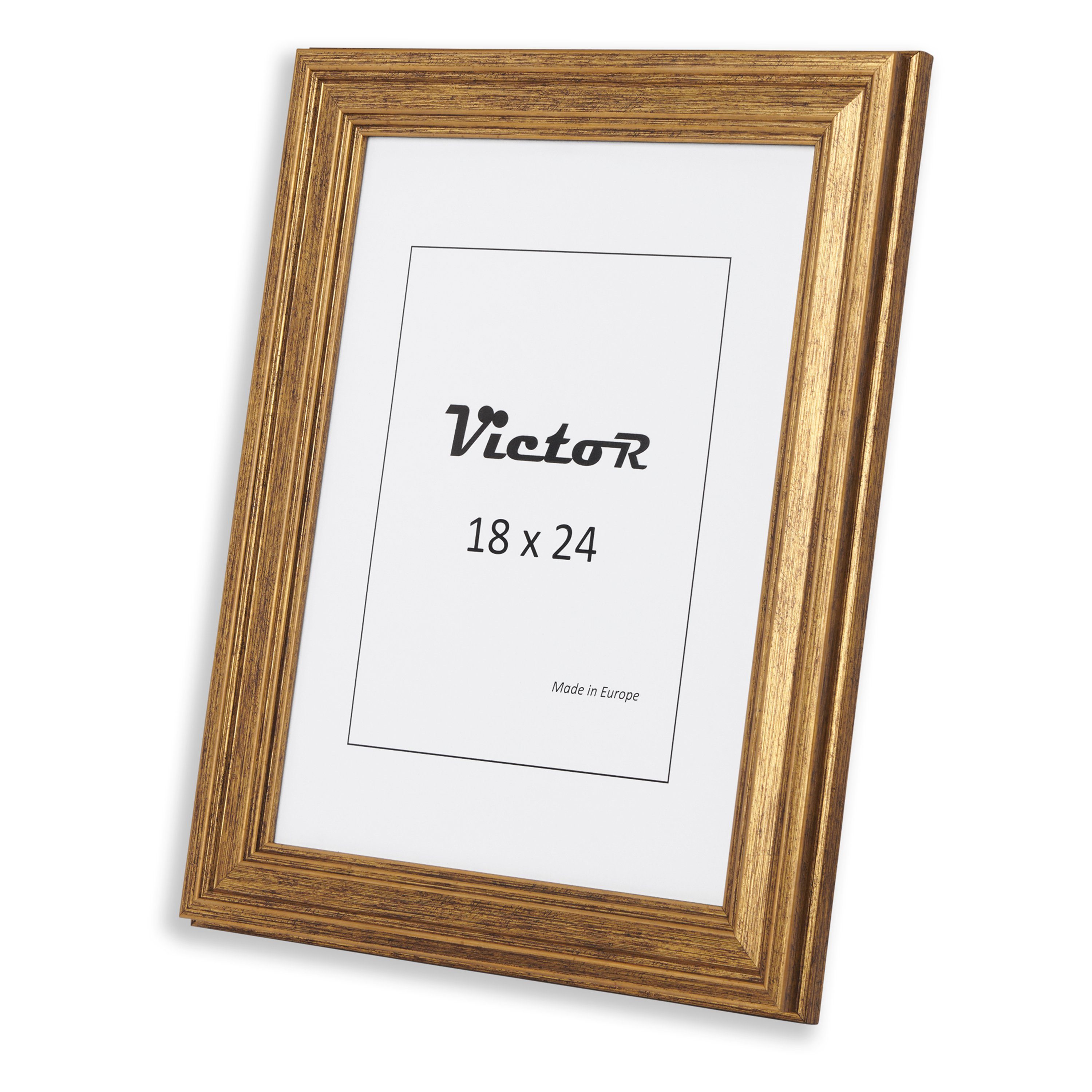 3er Bilderrahmen Leiste: Victor 18x24 cm, Set (Zenith) Goya, 19x31mm, gold, Rahmen Kunststoff in