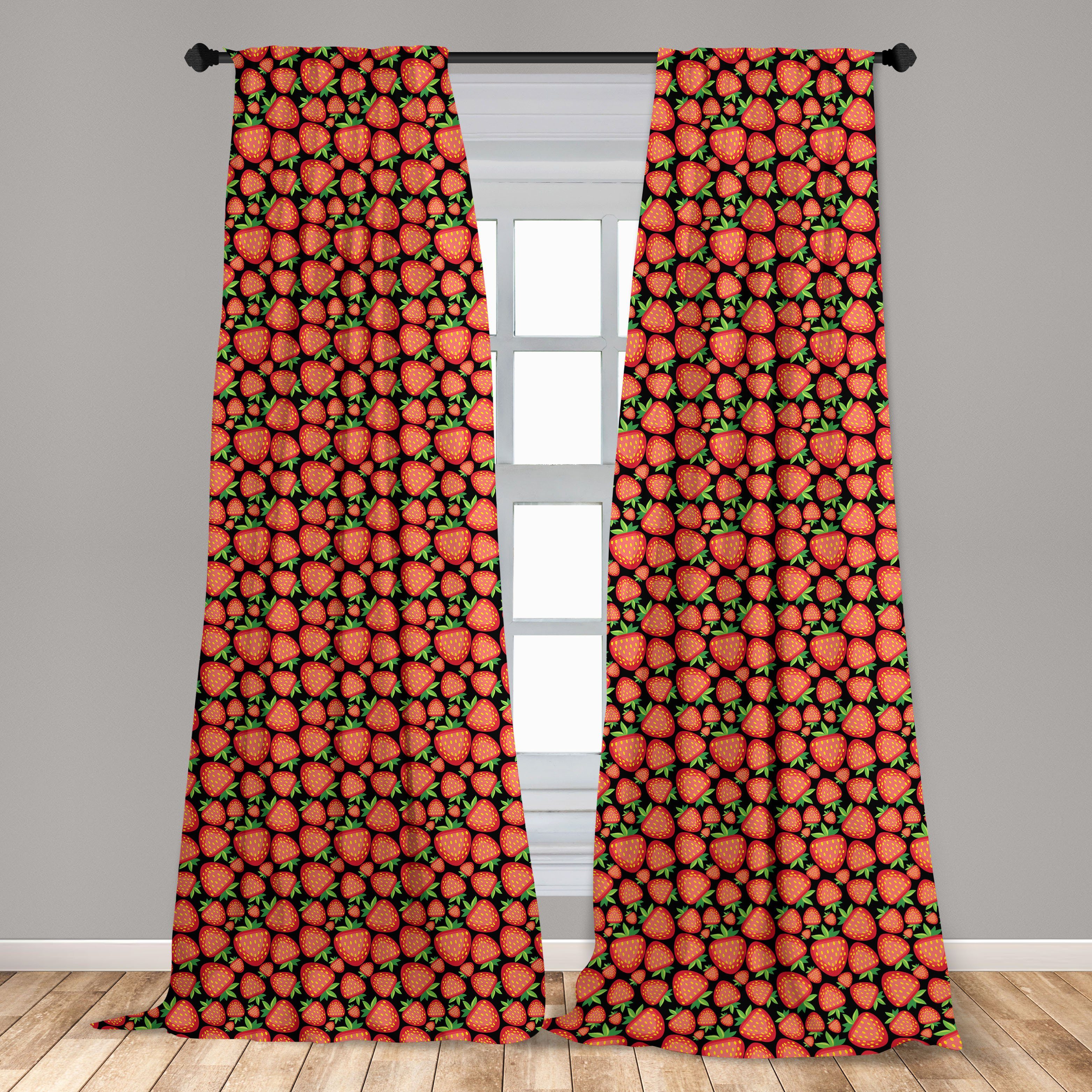 Gardine Vorhang für Wohnzimmer Abakuhaus, Dekor, Schlafzimmer Reife Microfaser, Erdbeere Frucht Tropical