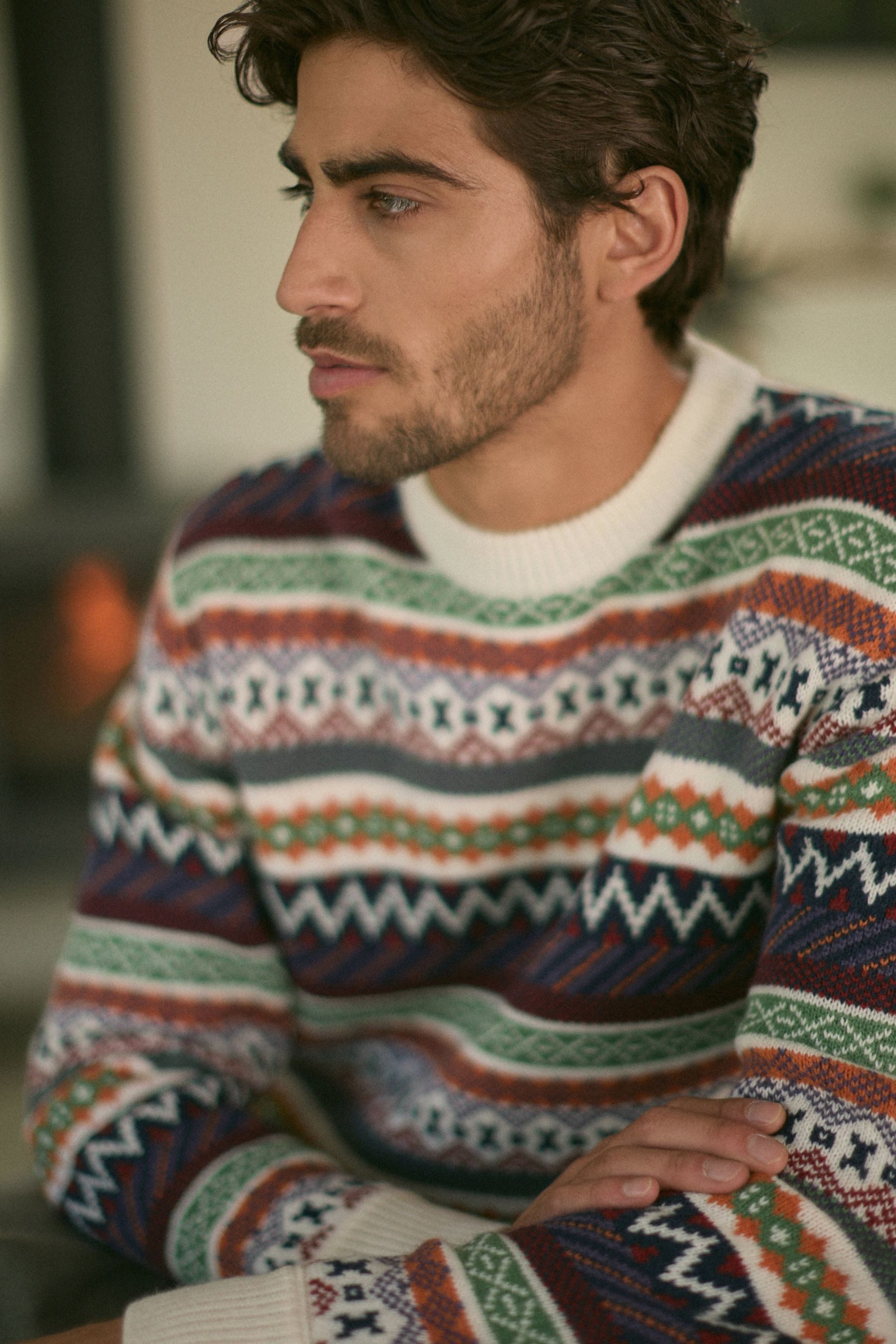 Next Norwegerpullover Regular Fit Rundhalspullover mit Wolle Fairisle (1-tlg)