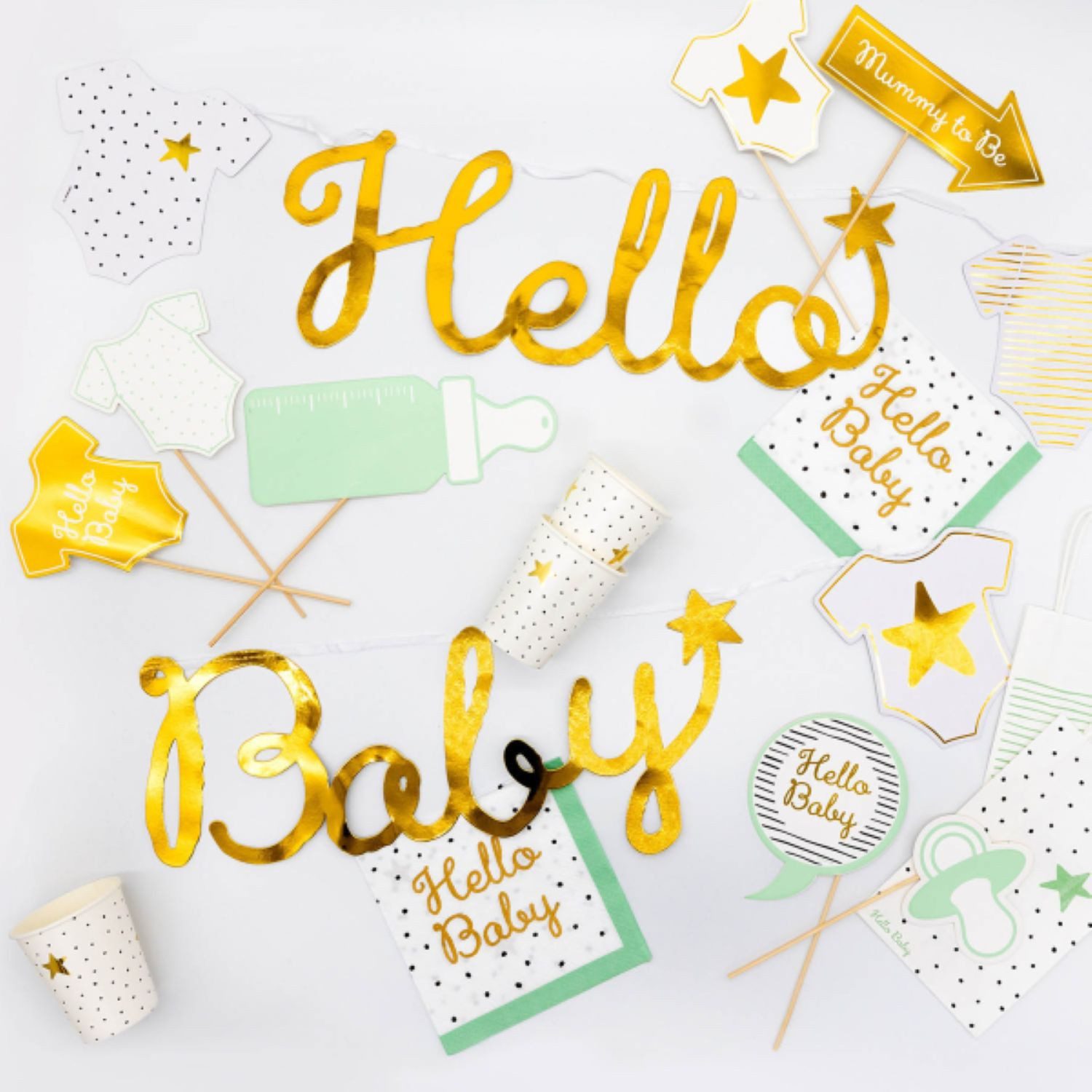 Amscan Konfetti 'Hello Baby' Konfetti Grün Gold, 14g – Bild 3 von 3