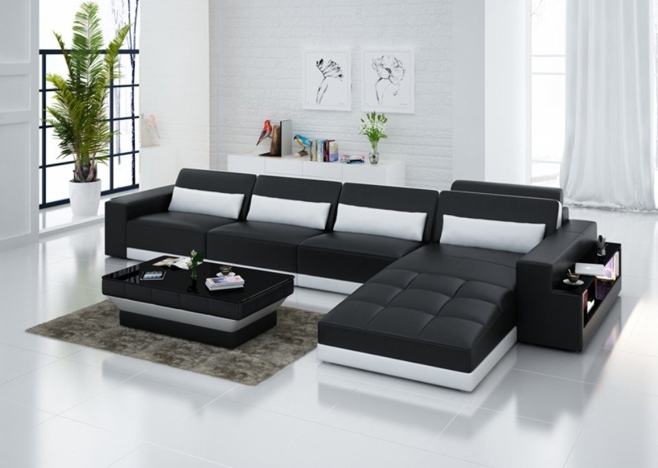 Eck Design Sofa Wohnlandschaft Ledersofa Ecksofa, Ecksofa Modern JVmoebel Couch