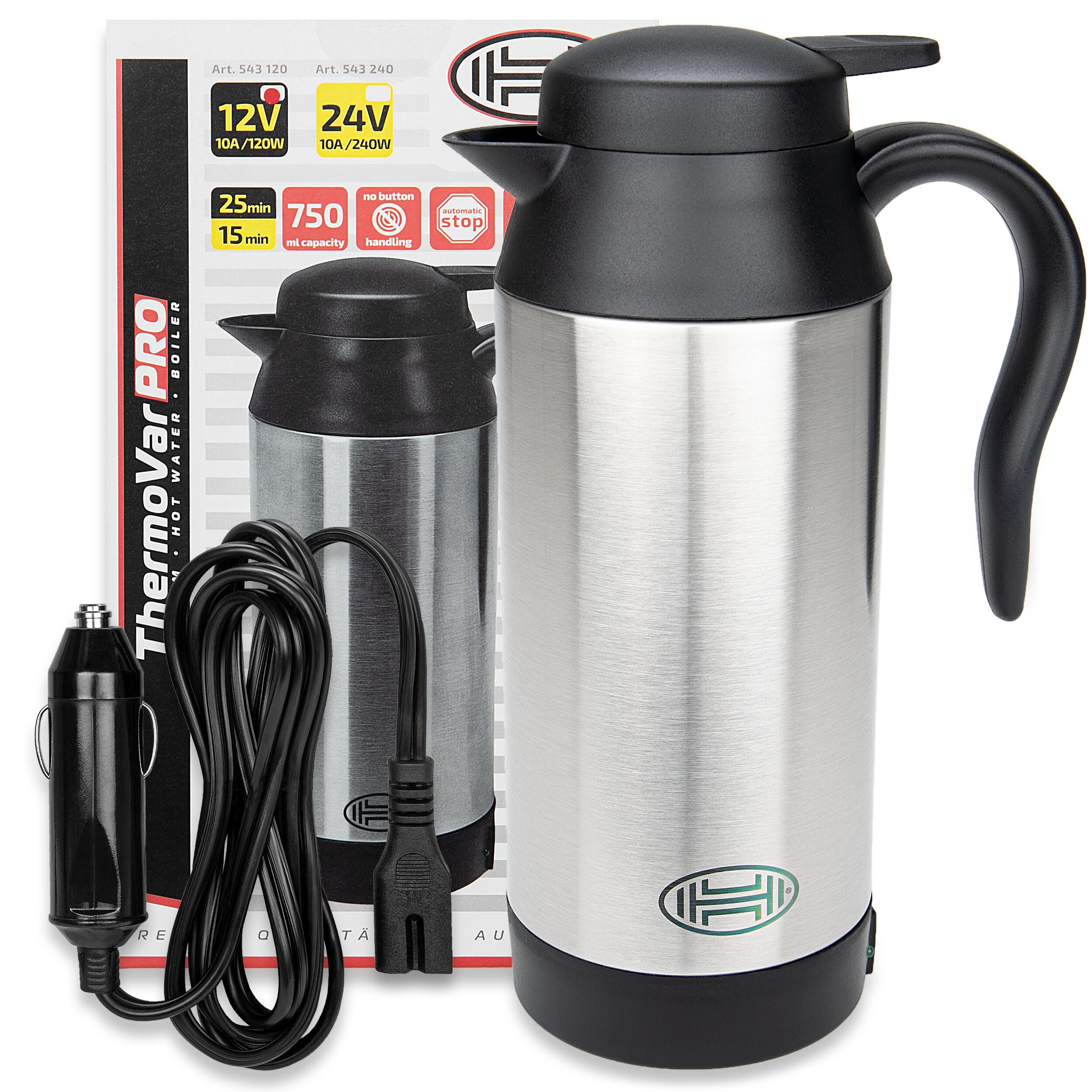Reise-Wasserkocher Auto Wasserkocher Edelstahl Warmhaltefunktion 750ml 12V