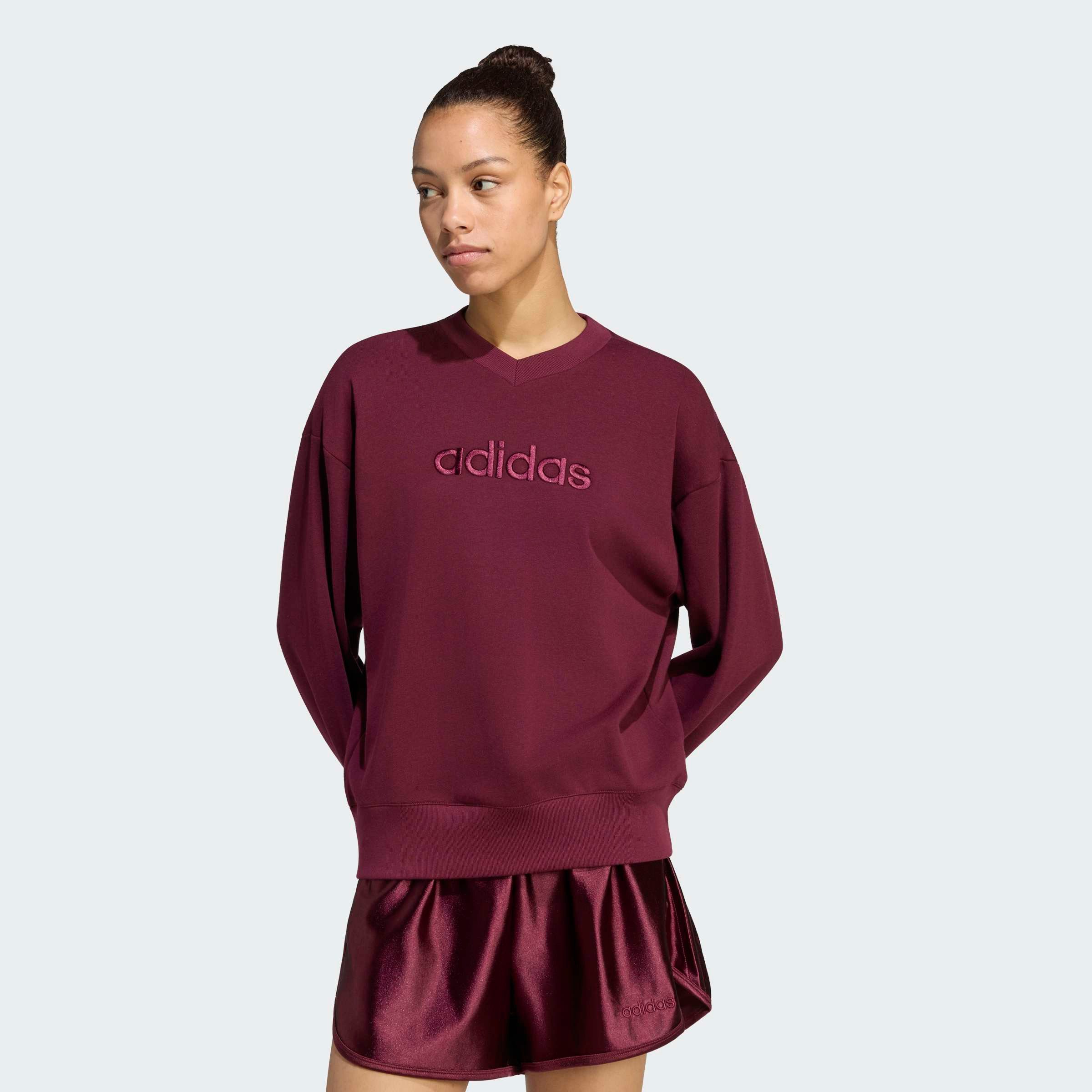 adidas Sportswear Sweatshirt SEASONAL ESSENTIALS SATIN-, V-AUSSCHNITT mit V-Ausschnitt, ohne Verschluss, in normaler Länge