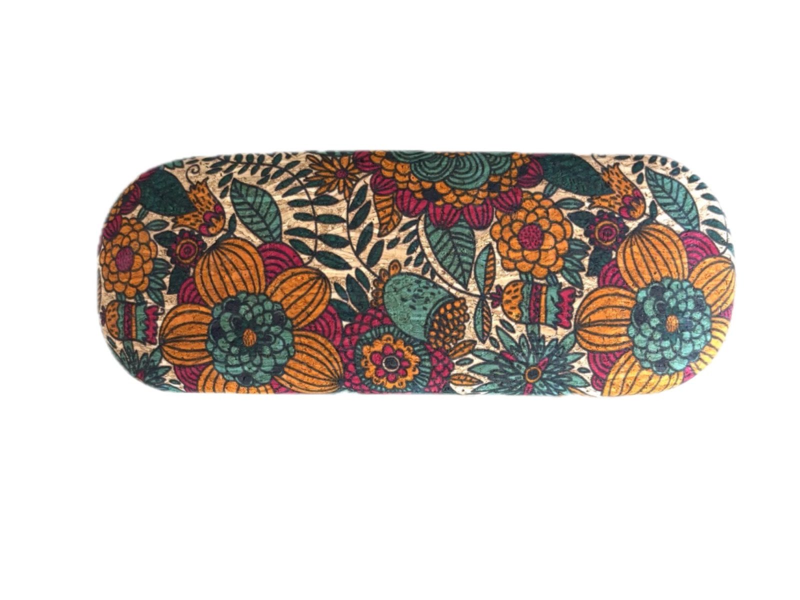LK Trend & Style Brillenetui aus Kork mit verschiedenen Blumen Designs, in der Hartschale liegt Ihre Brille sehr sicher