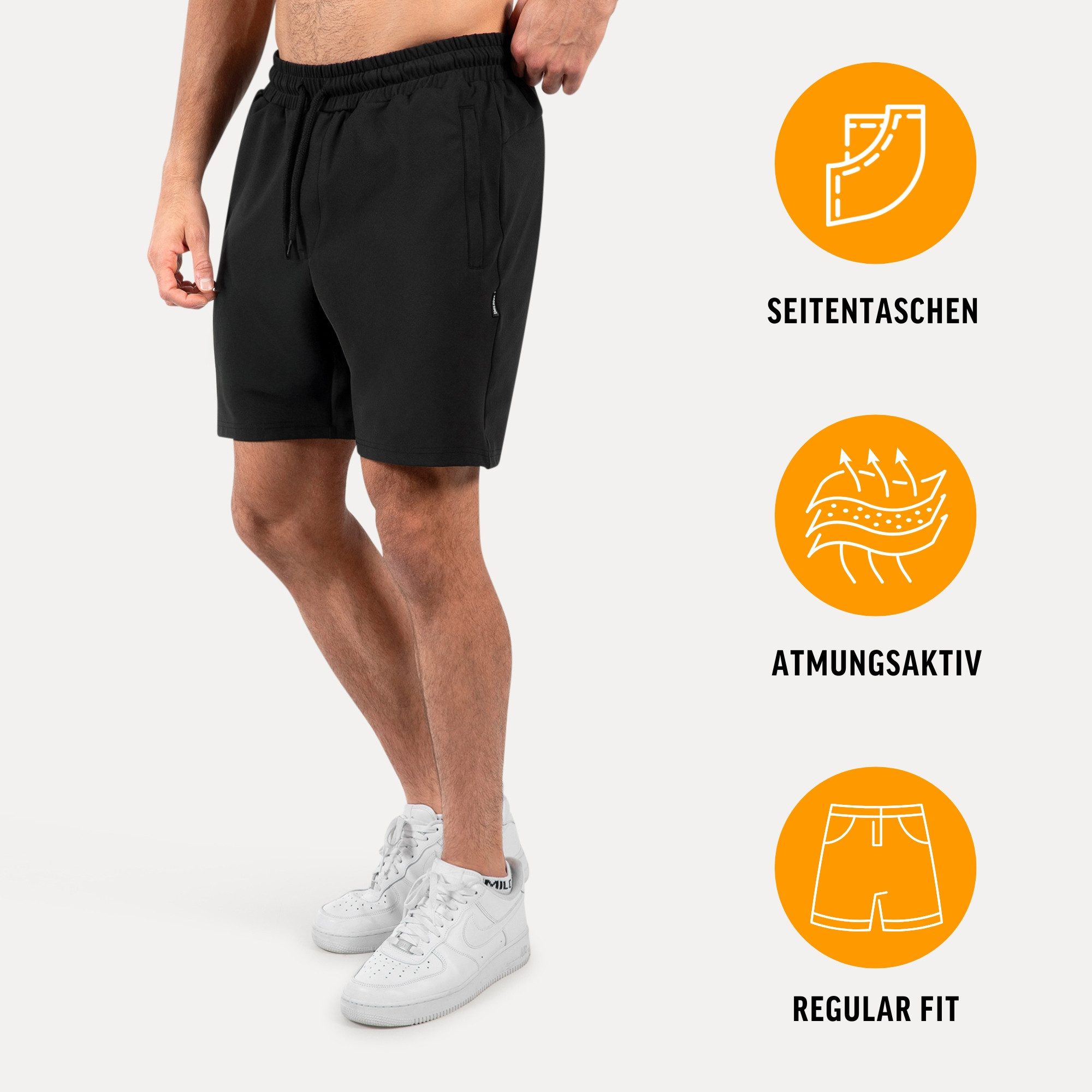 Smilodox Shorts Xion, Bequeme Sportshorts mit 3D Rubber Print, Training Hose elastischer Bund mit Kordelzug Hohe Bewegungsfreiheit Sport Alltag