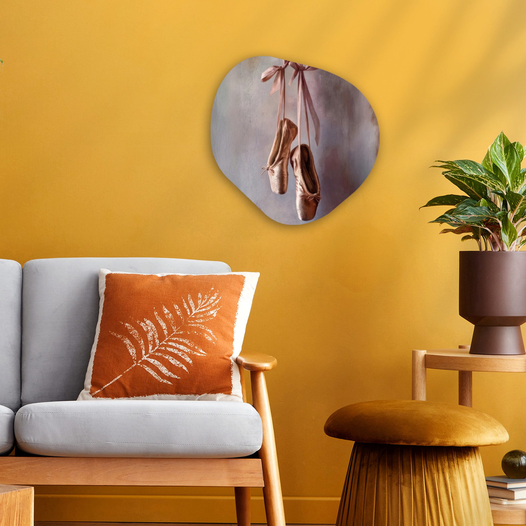 MuchoWow Gemälde Ballettschuhe - Satin - Erdtöne, Fotodruck (1 St), Wandbild Abstrakt, Wohnzimmer Schlafzimmer Wanddekoration, 40x40 cm