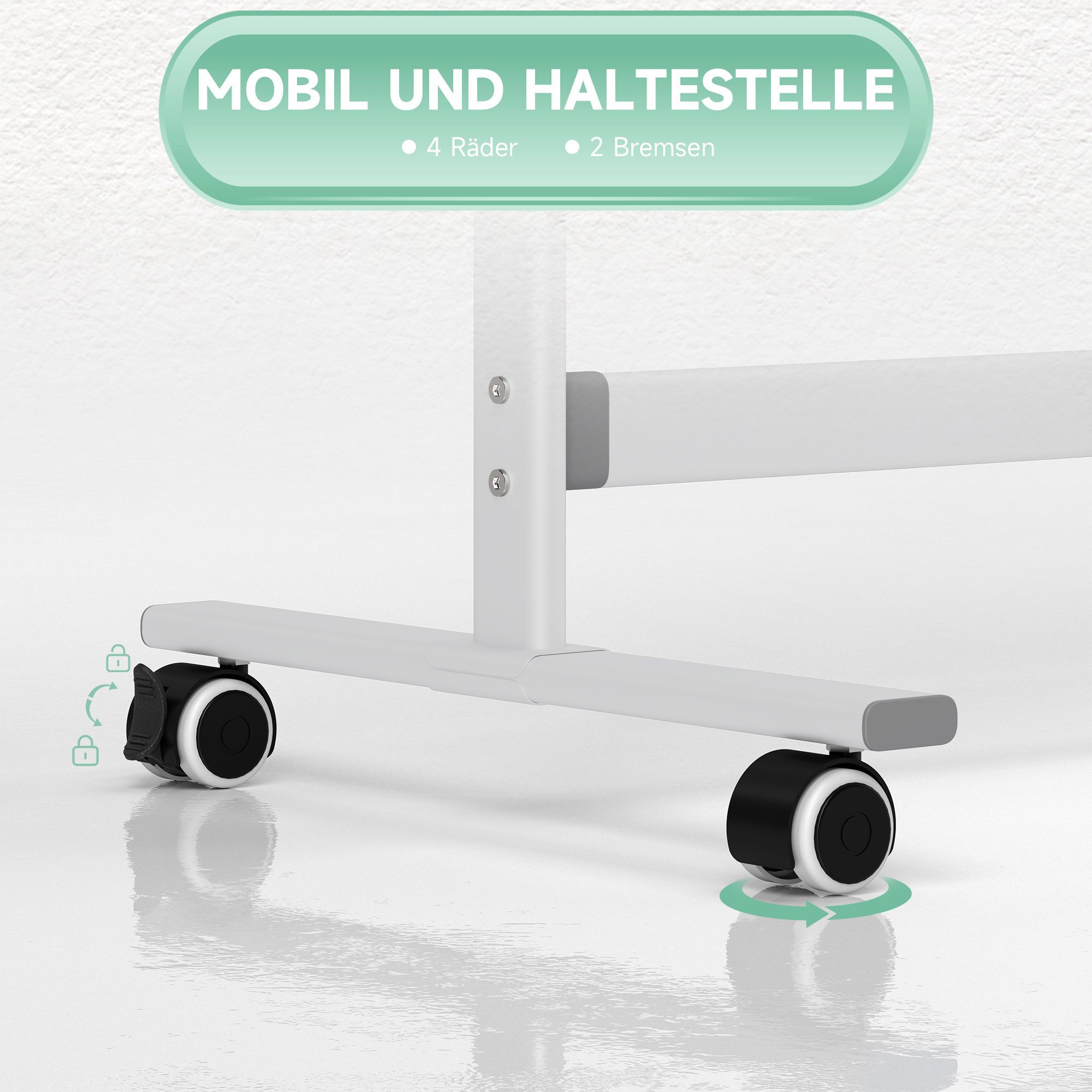 HOMCOM Magnettafel Stiftablage und Alurahmen Drehbares Mobiles Magnetisch, (Schreiben Whiteboard, 1-tlg., Schreibtafel), 120 x 90cm, mit Ständer, für Home Offic – Bild 5 von 5