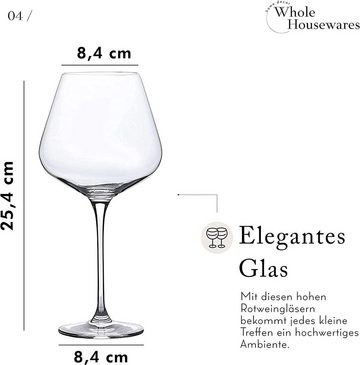 Whole Housewares Weinglas 4er-Set Weinglas-Set 850 ml Kristall für Rot- und Weißwein, Klar 1glas